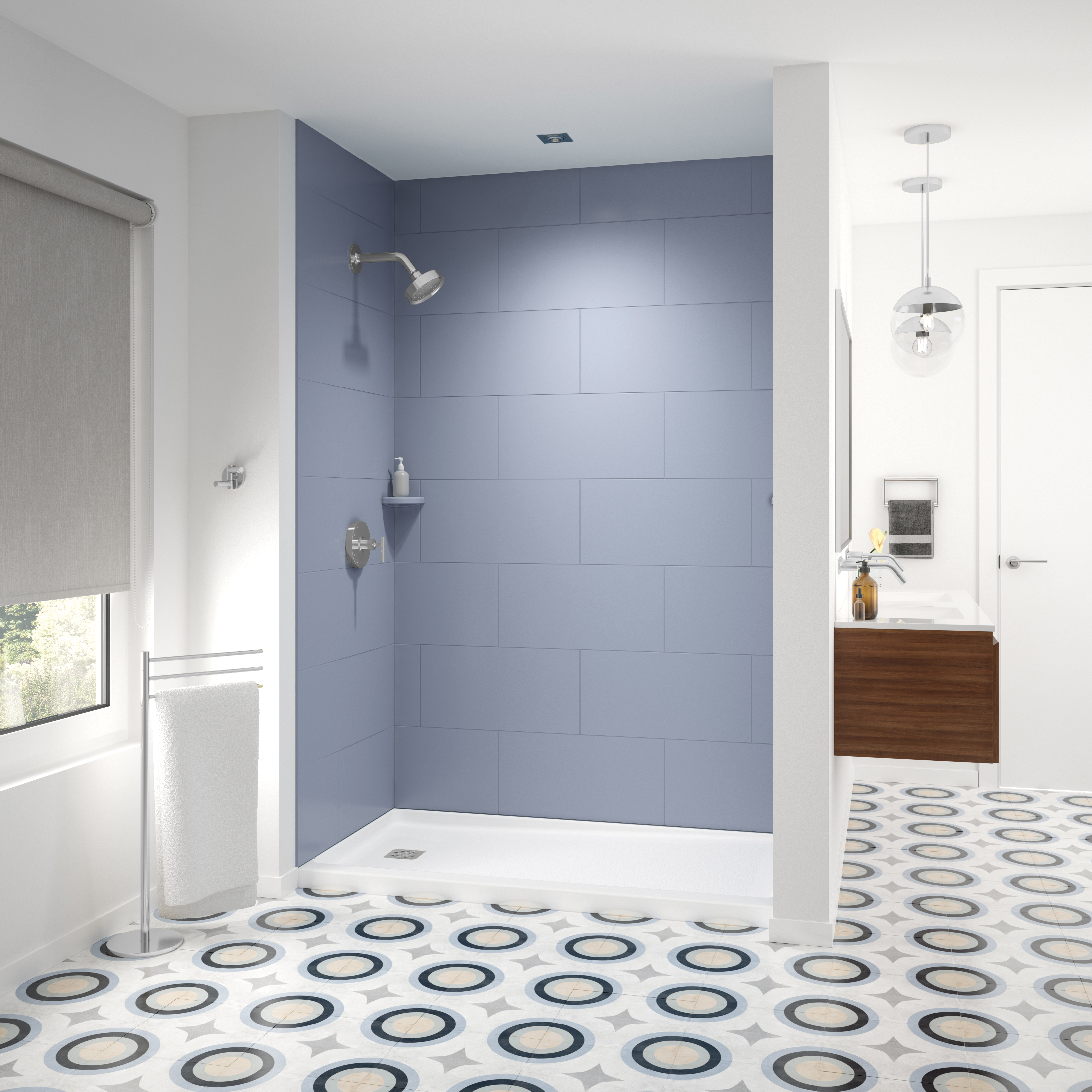 Showercast Porcelain Enamel Alcove Shower Base In Square In Chrome view 4