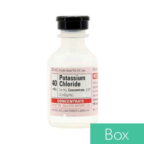 Potassium Chloride (Concentrate) 40mEq/20ml 20ml Single Dose Vial - 25/Box
