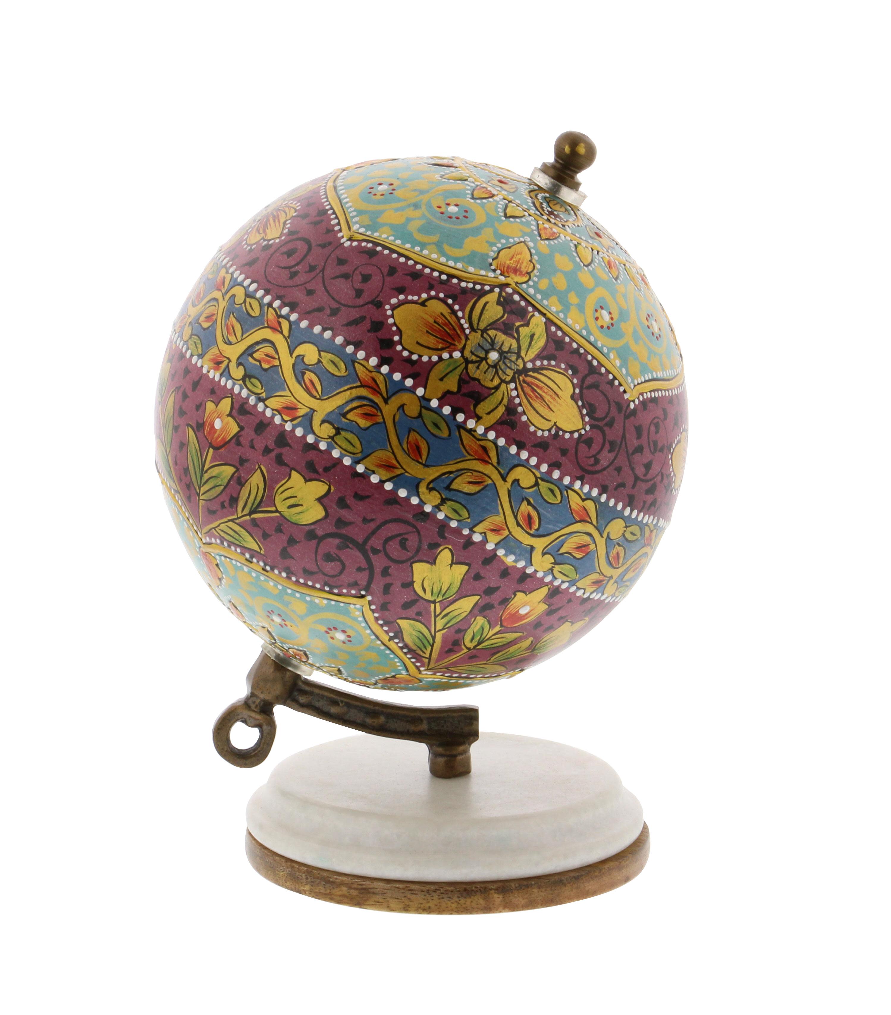 Multi Colored Resin  Globe, 5" x 5" x 7"