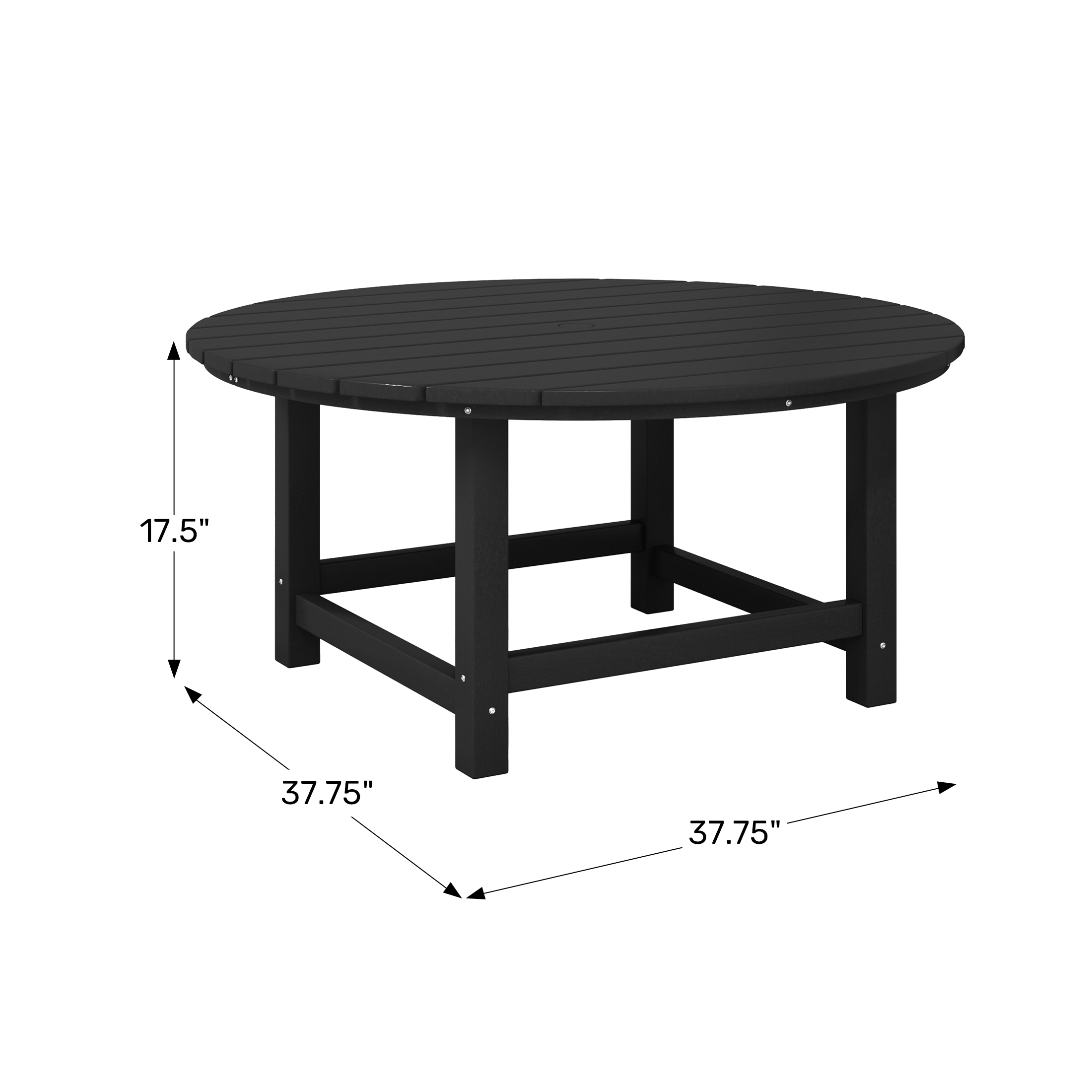 Low Outdoor HDPE Round Patio Coffee TableWWT Spec Image