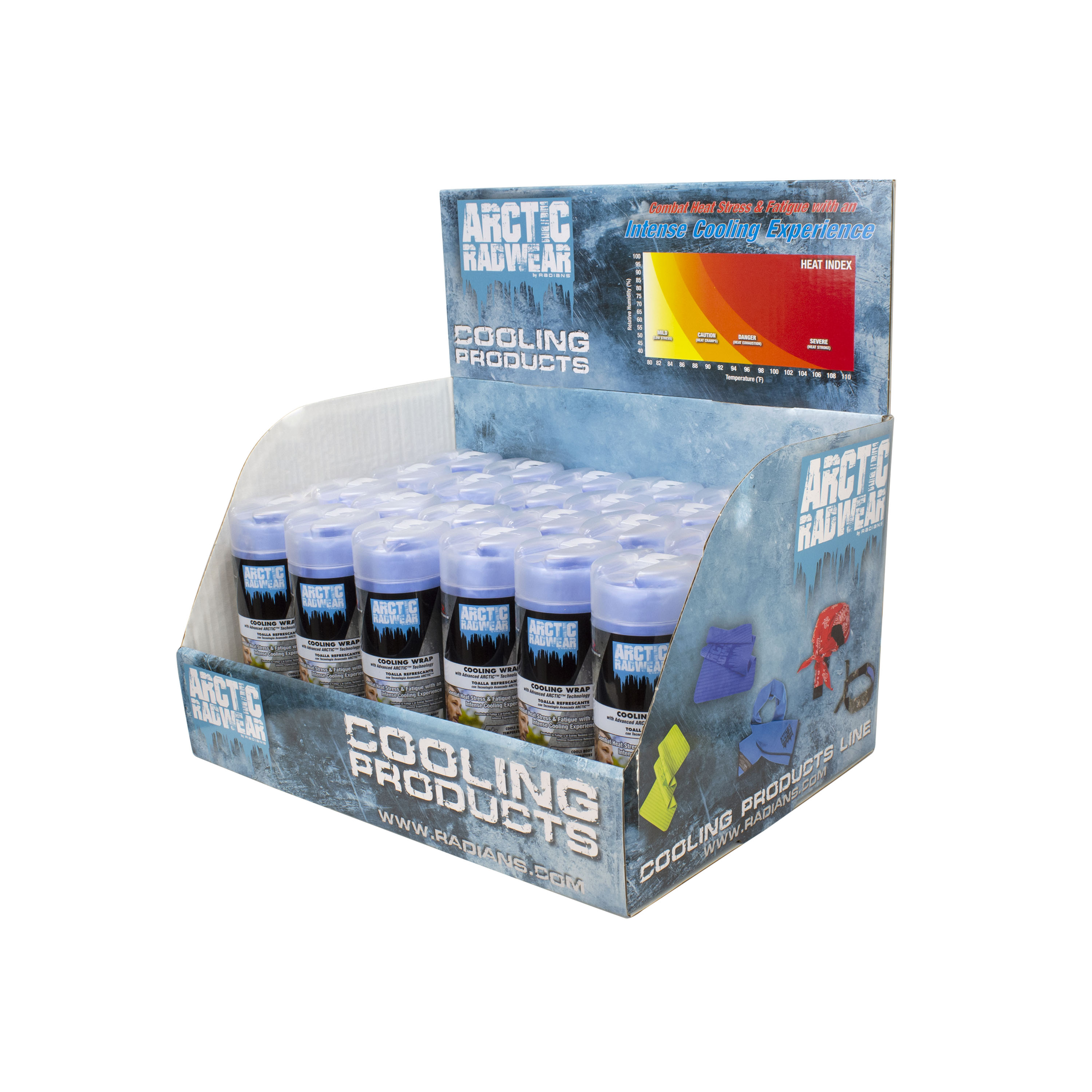 Arctic Radwear® Cooling Wrap Counter Display - 24 Blue