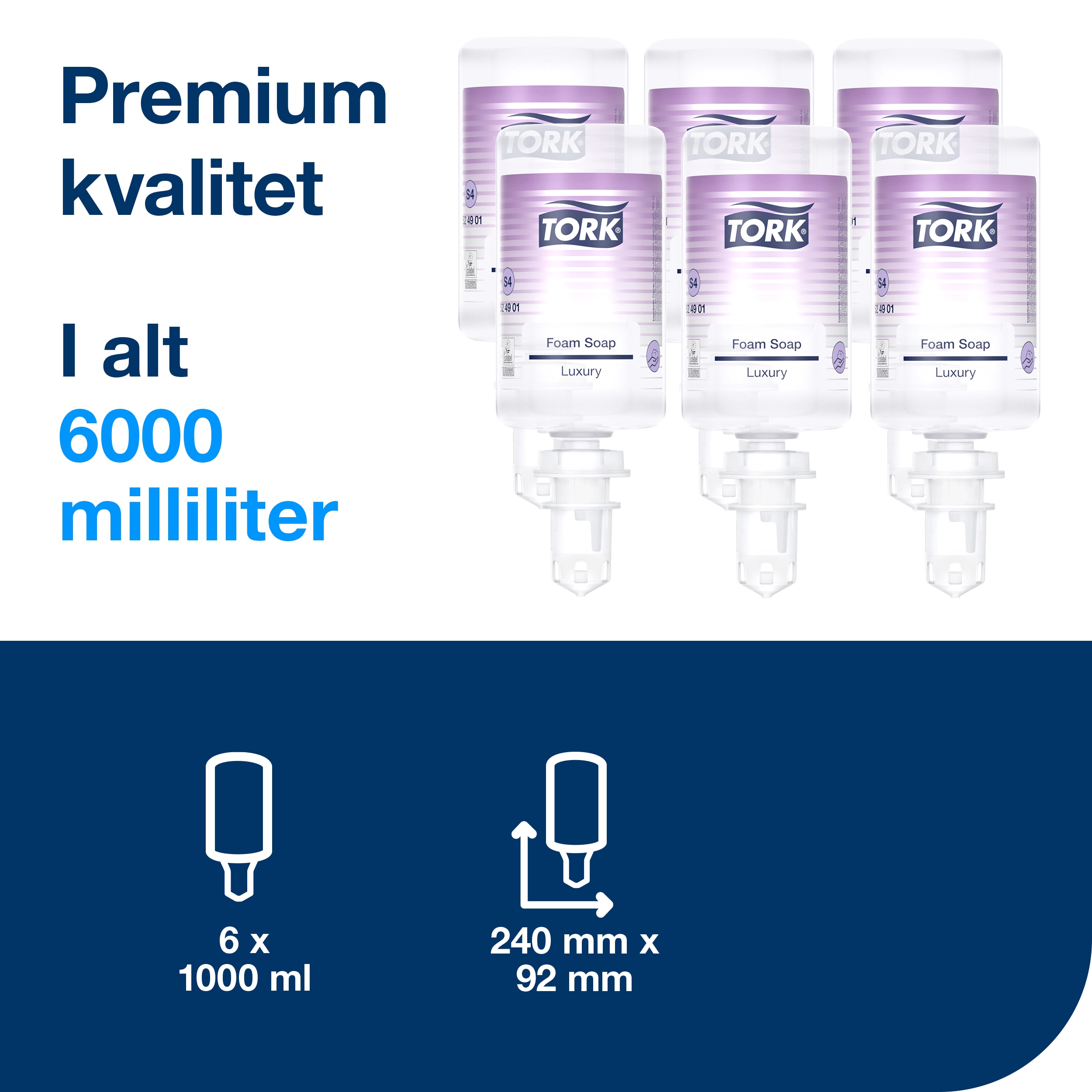 Håndsæbe, Skum, Refill, 1000 ml, Tork Luksus S4