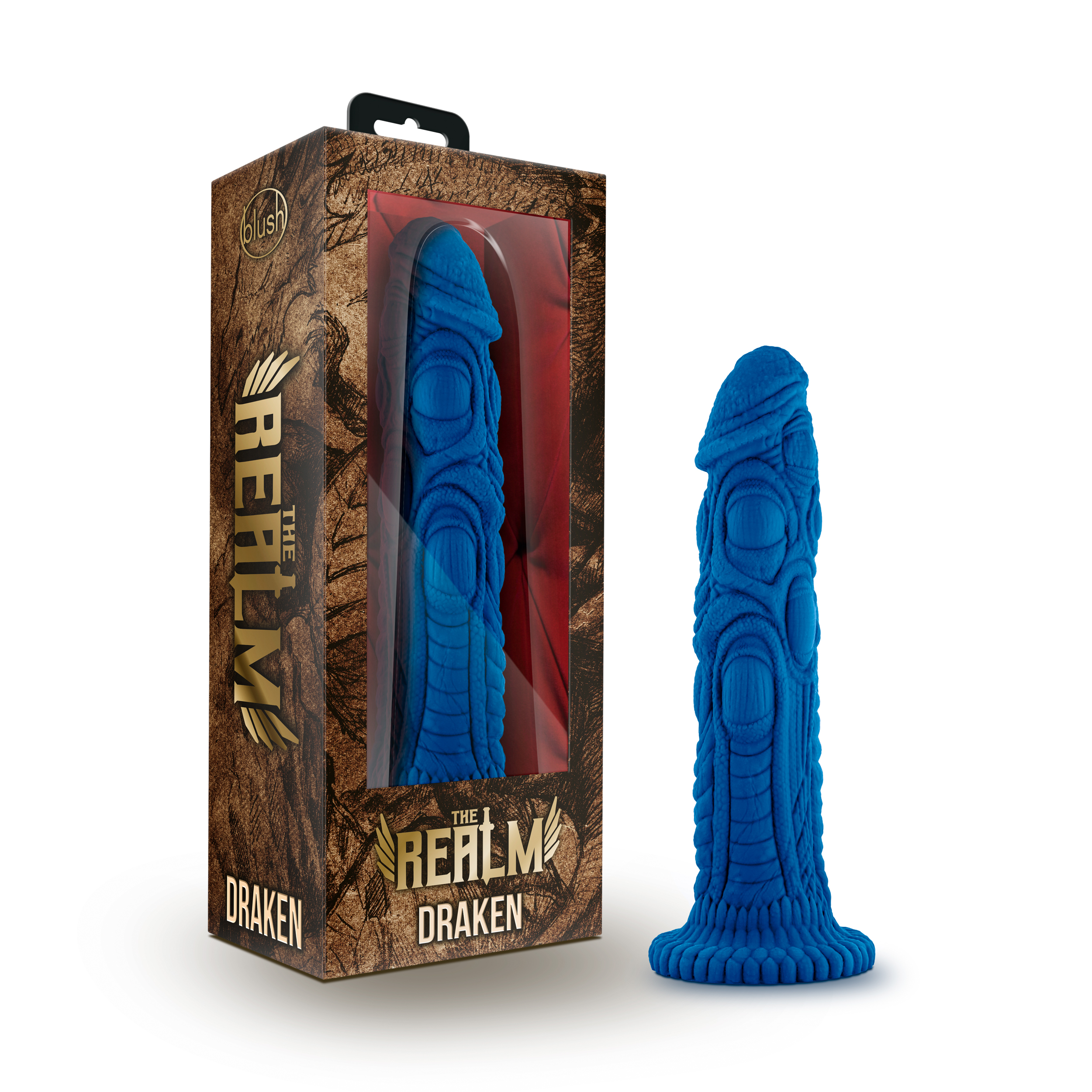 Blush The Realm Draken Blue 7.5-Inch Long Dildo With Suction Cup Base