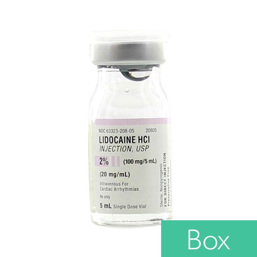 Lidocaine HCl 2% (100mg/5ml), 5ml Single Dose Vial (for Cardiac Use Only) - 25/Box