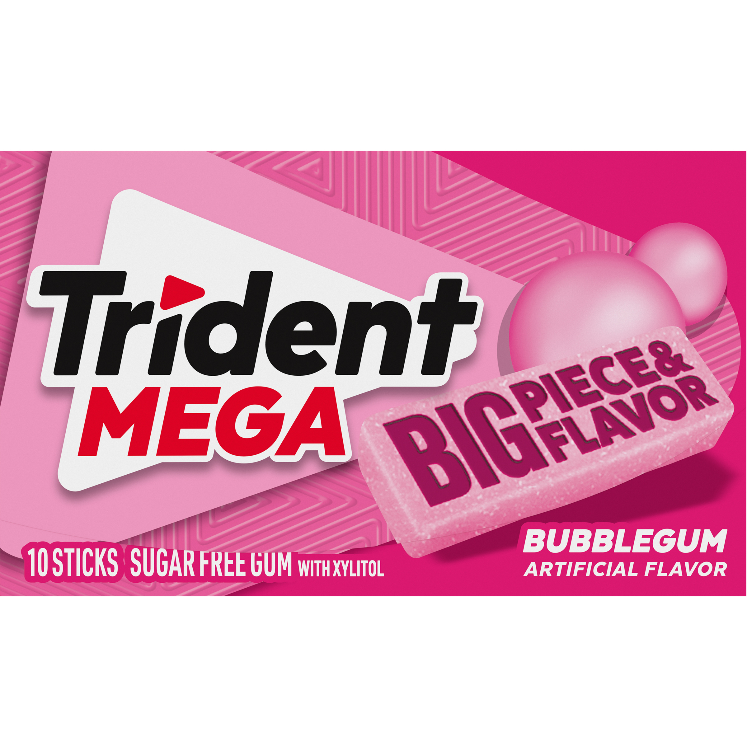Trident Mega Bubblegum Sugar Free Gum, 10 Pieces-thumbnail-1