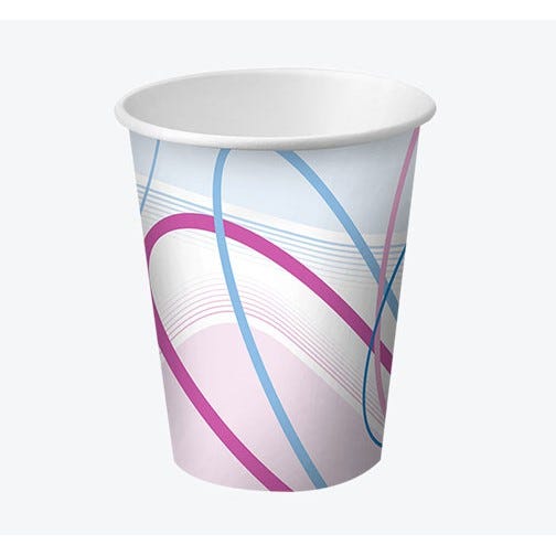 Disposable Paper Cups, 5 oz, Contemporary Design - 100/Sleeve
