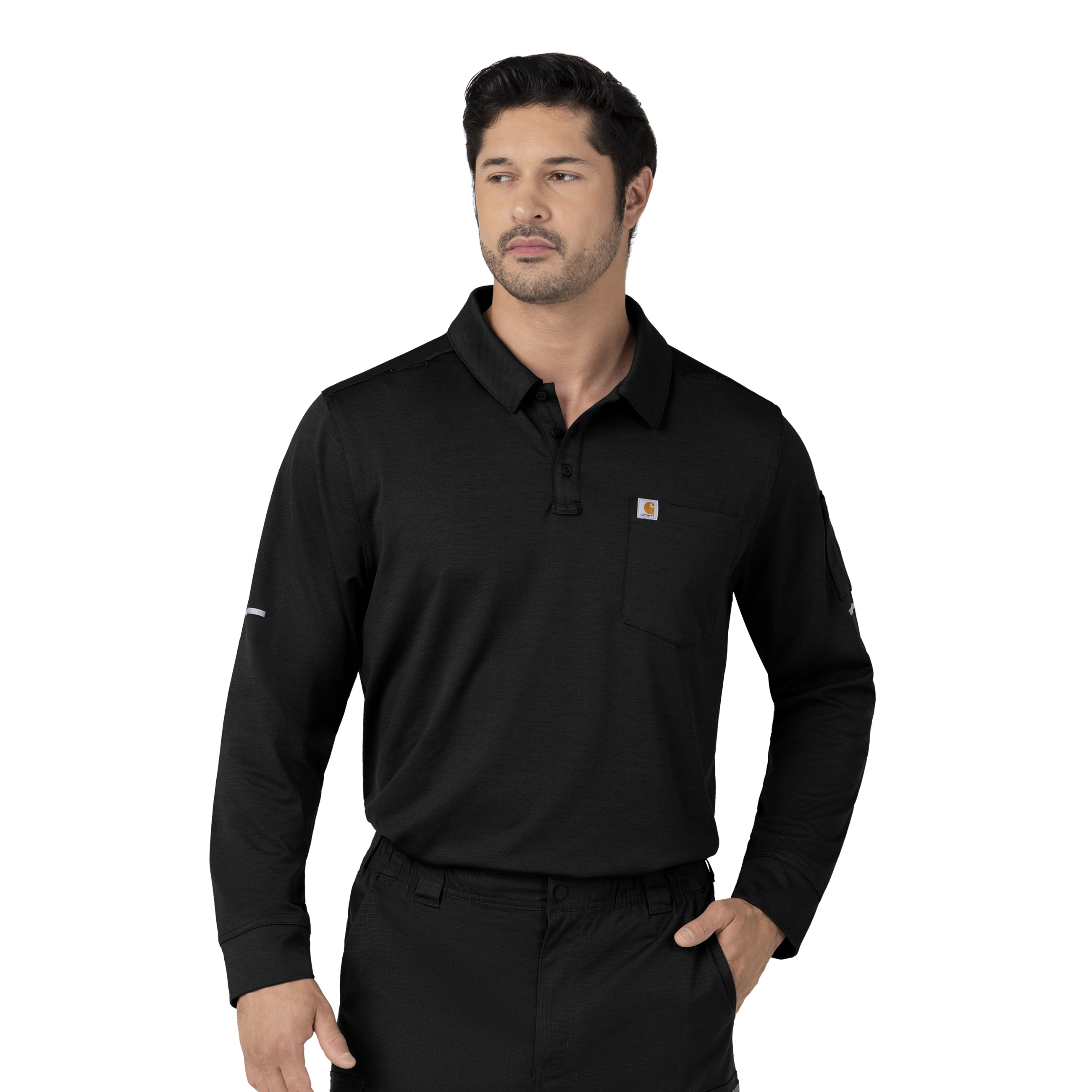 Rugged Flex RSCU Men&#8216;s Heavyweight Long Sleeve Polo Scrub Top-Carhartt