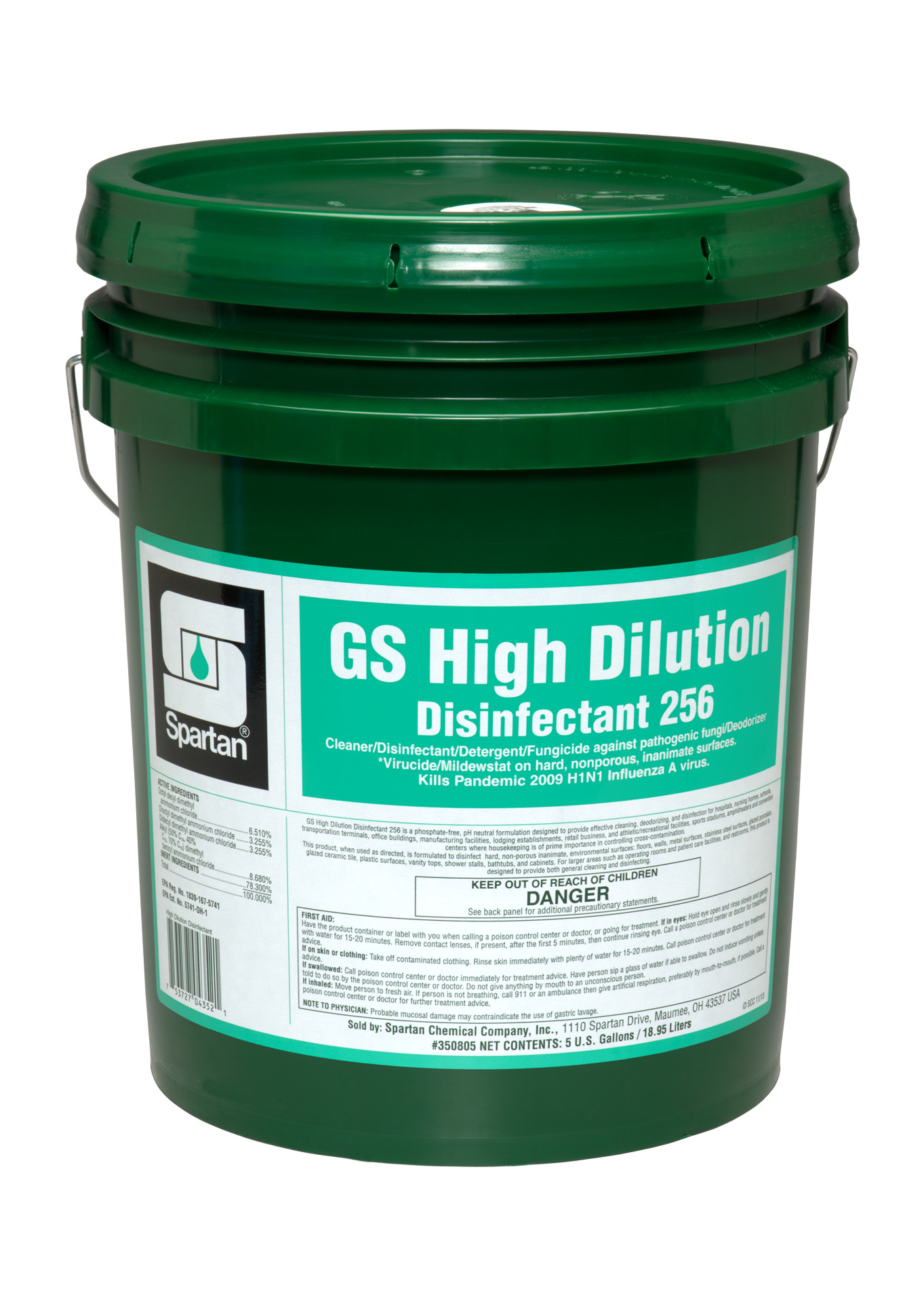 Spartan Chemical Company GS High Dilution Disinfectant 256, 5 GAL PAIL