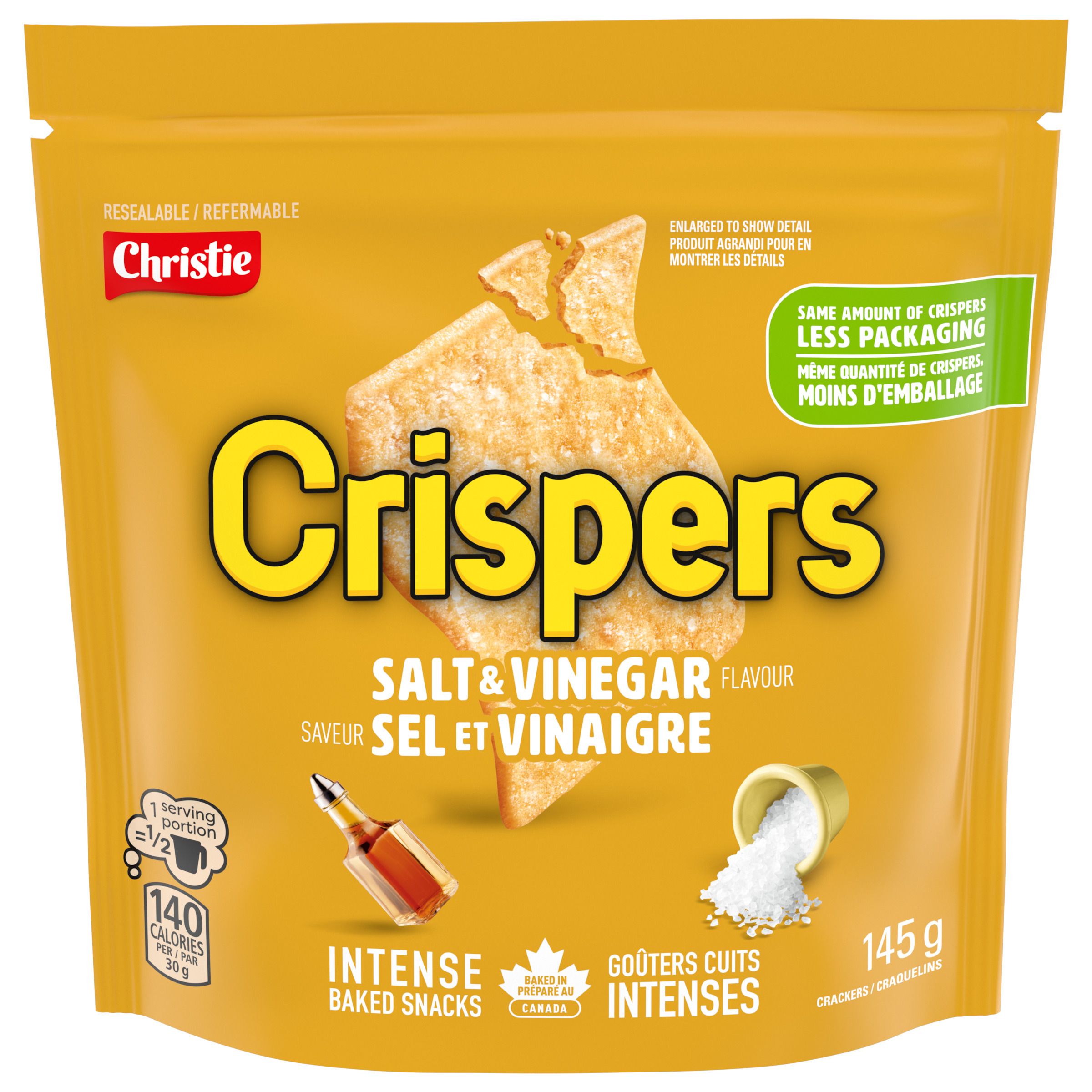 Crispers Salt &Vinegar  Cracker Snacks, 145G