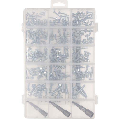 Stainless Steel Slotted Hex Indented Head Sheet Metal Screw #8 X 3/4, Qty 250