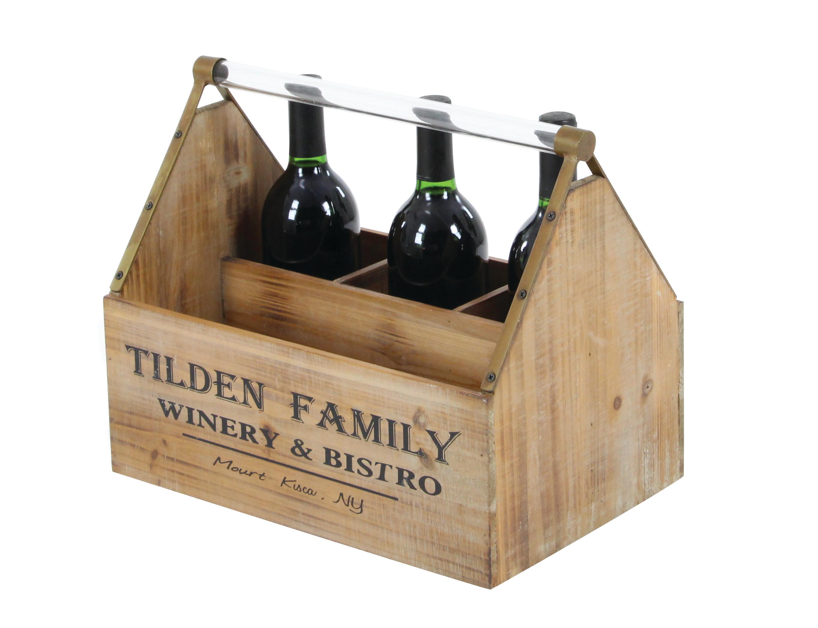 Brown Wood  Wine Holder, 14" x 9" x 12"