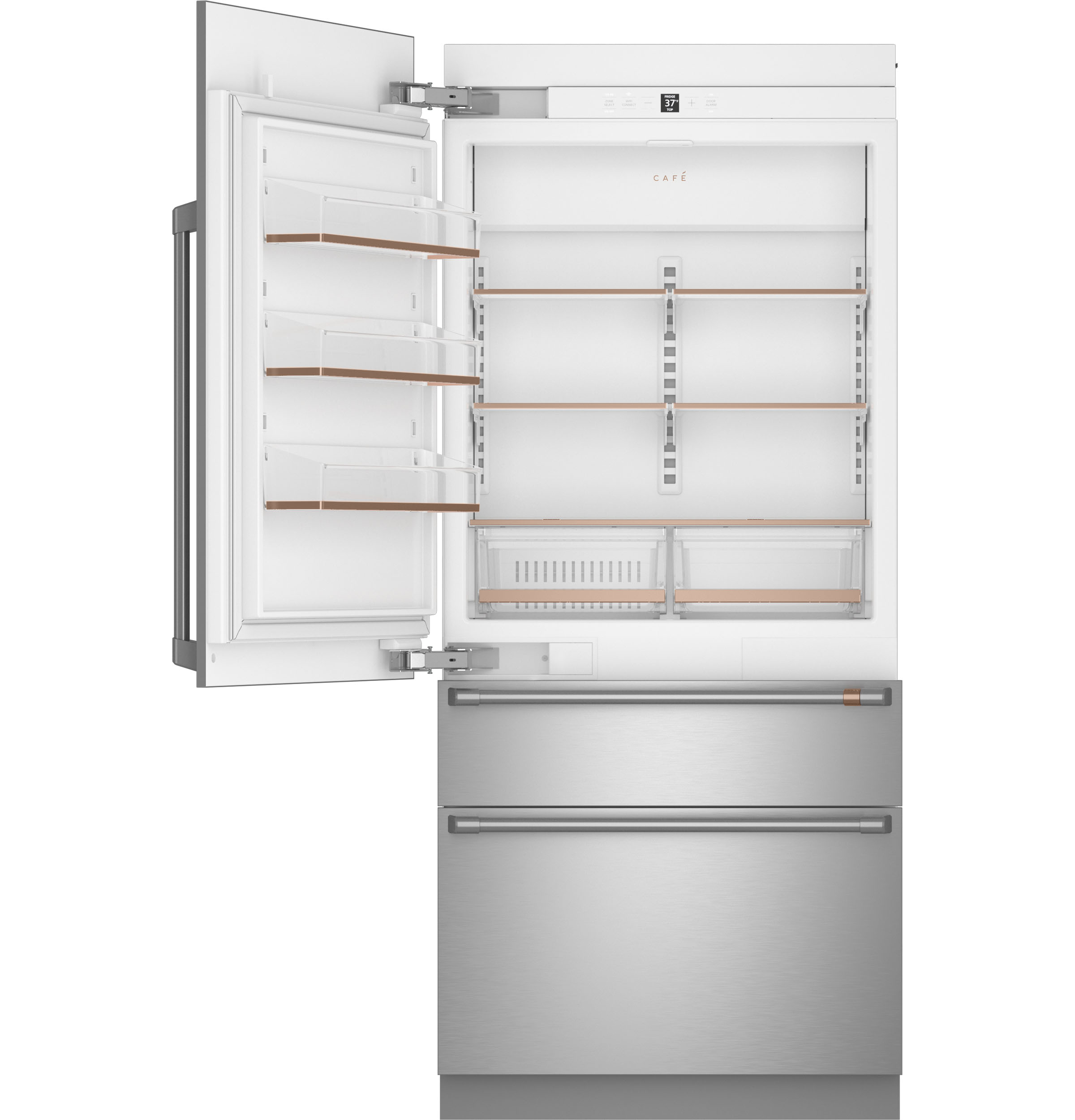 Café™ 36 in.  20.2 Cu. Ft. Stainless Steel Built In Bottom Freezer Refrigerator view 2