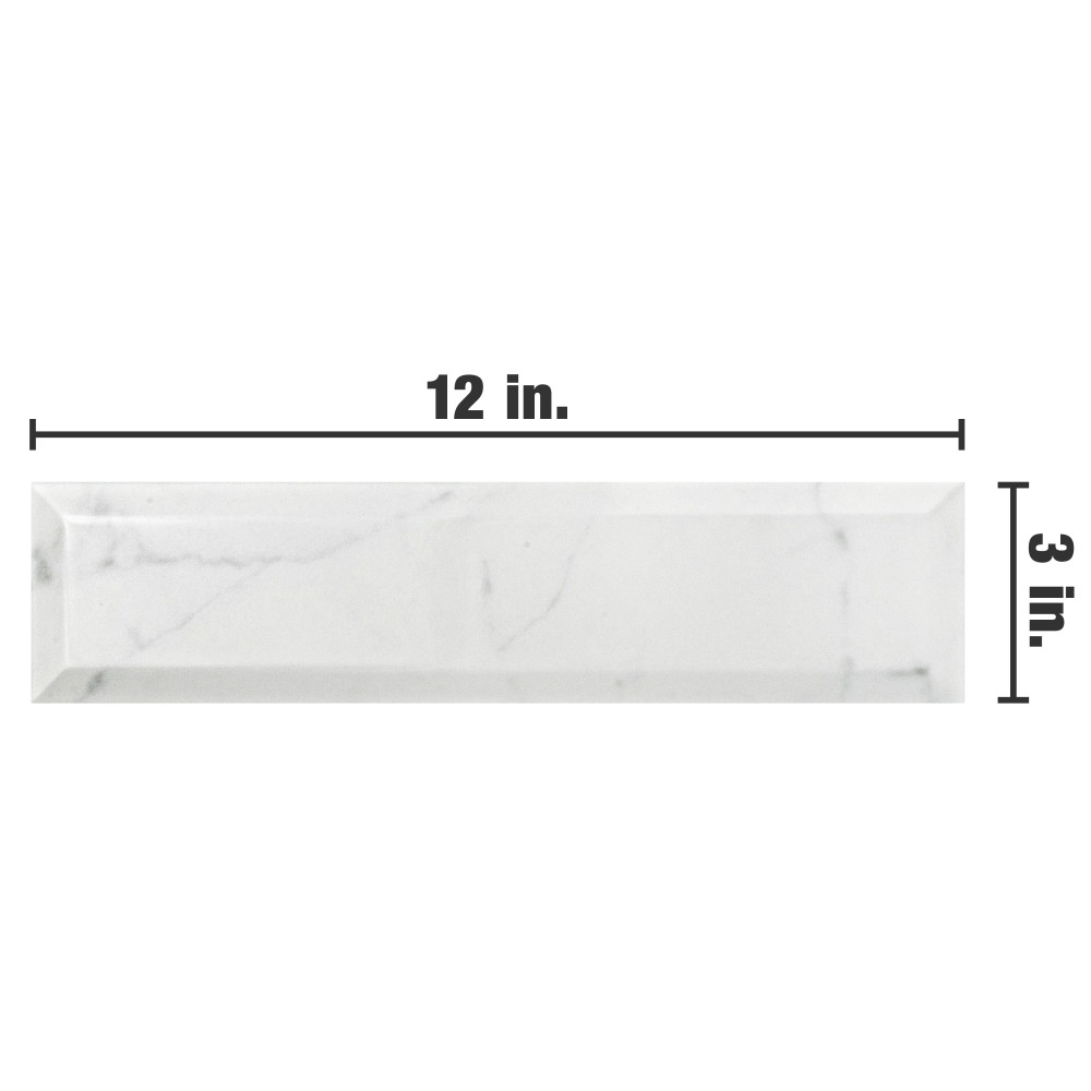 Classico Carrara Glossy Metro 3 in. x 12 in. Ceramic Wall Tile Merola