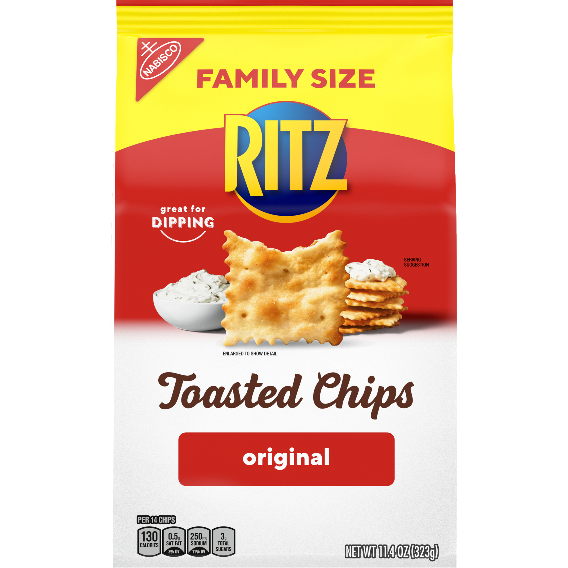 RITZ Original Toasted Chips, Family Size, 11.4 oz Bag-thumbnail-1