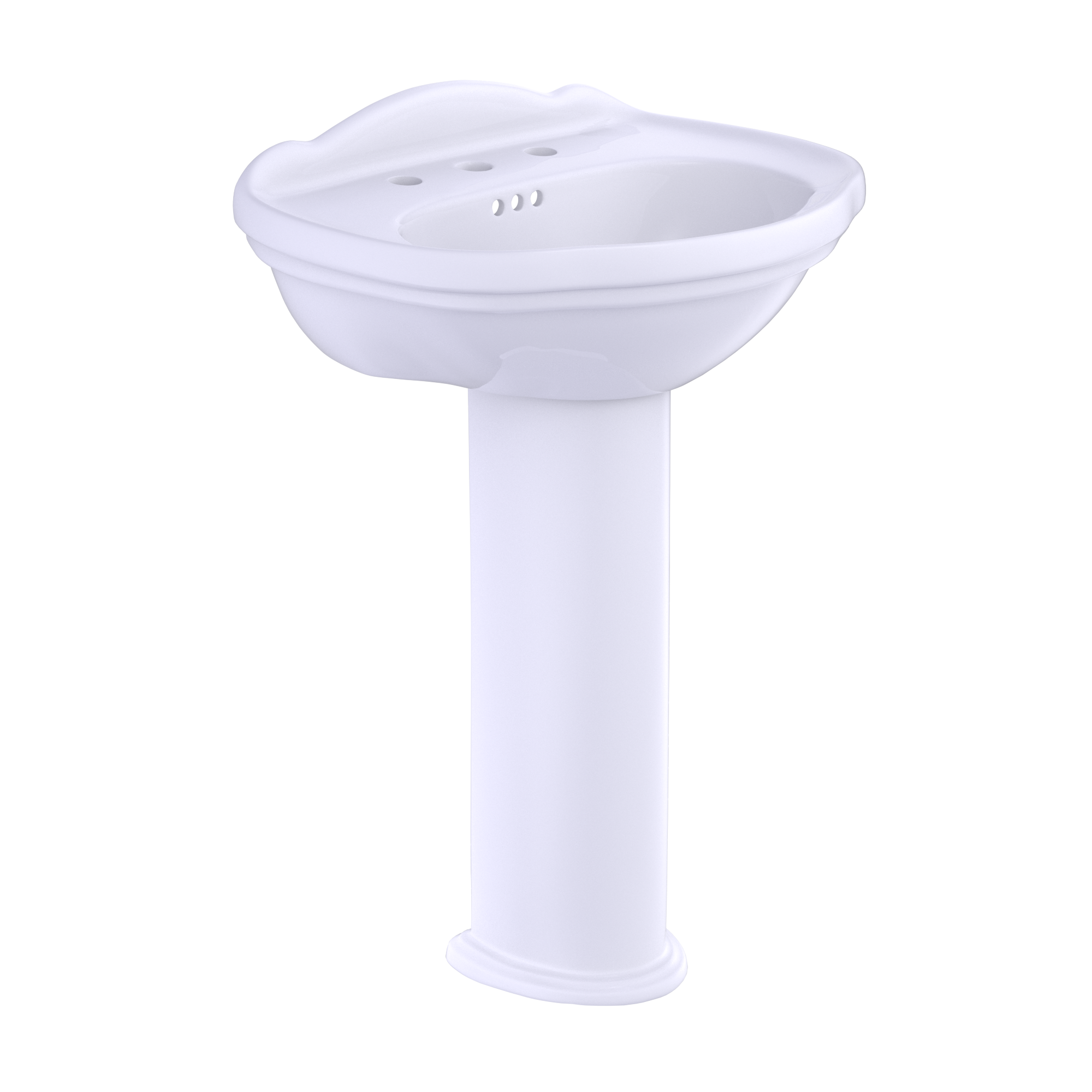 TOTO Whitney Oval Pedestal Bathroom Sink for 8 Inch Center Faucets, Cotton White, Vitreous China, LPT754.8#01