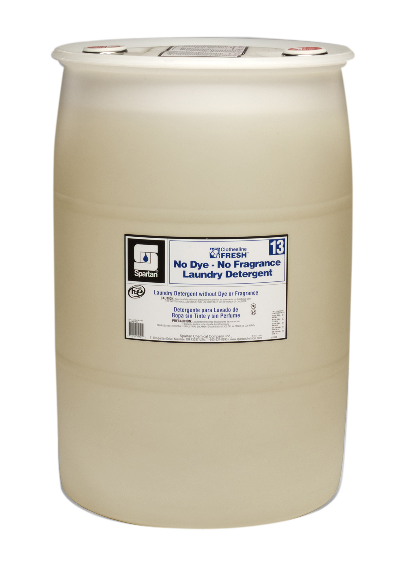 Spartan Chemical Company Clothesline Fresh No Dye-No Fragrance Laundry Detergent 13, 55 GAL DRUM