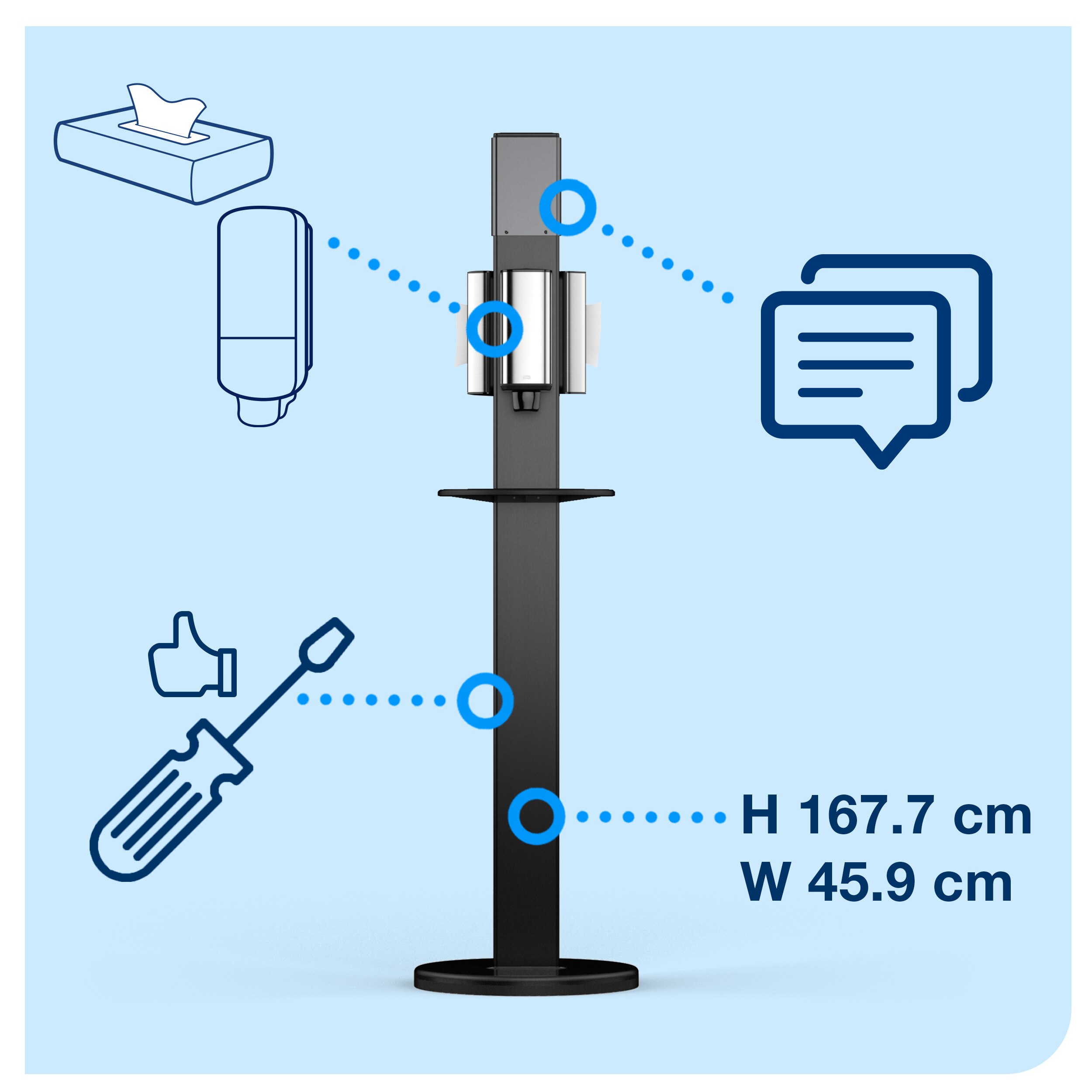 Stander, Til S1 S2 S4 F1 Dispenser, 167 cm, Til gulv, Tork 
