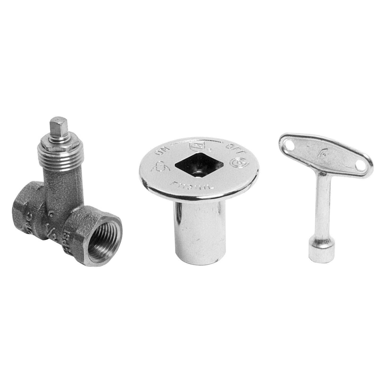 Wolverine Brass® 56220W 1/2" FIP Pro-Series Cast Brass Straight Log Lighter Valve with Chrome Key Chrome