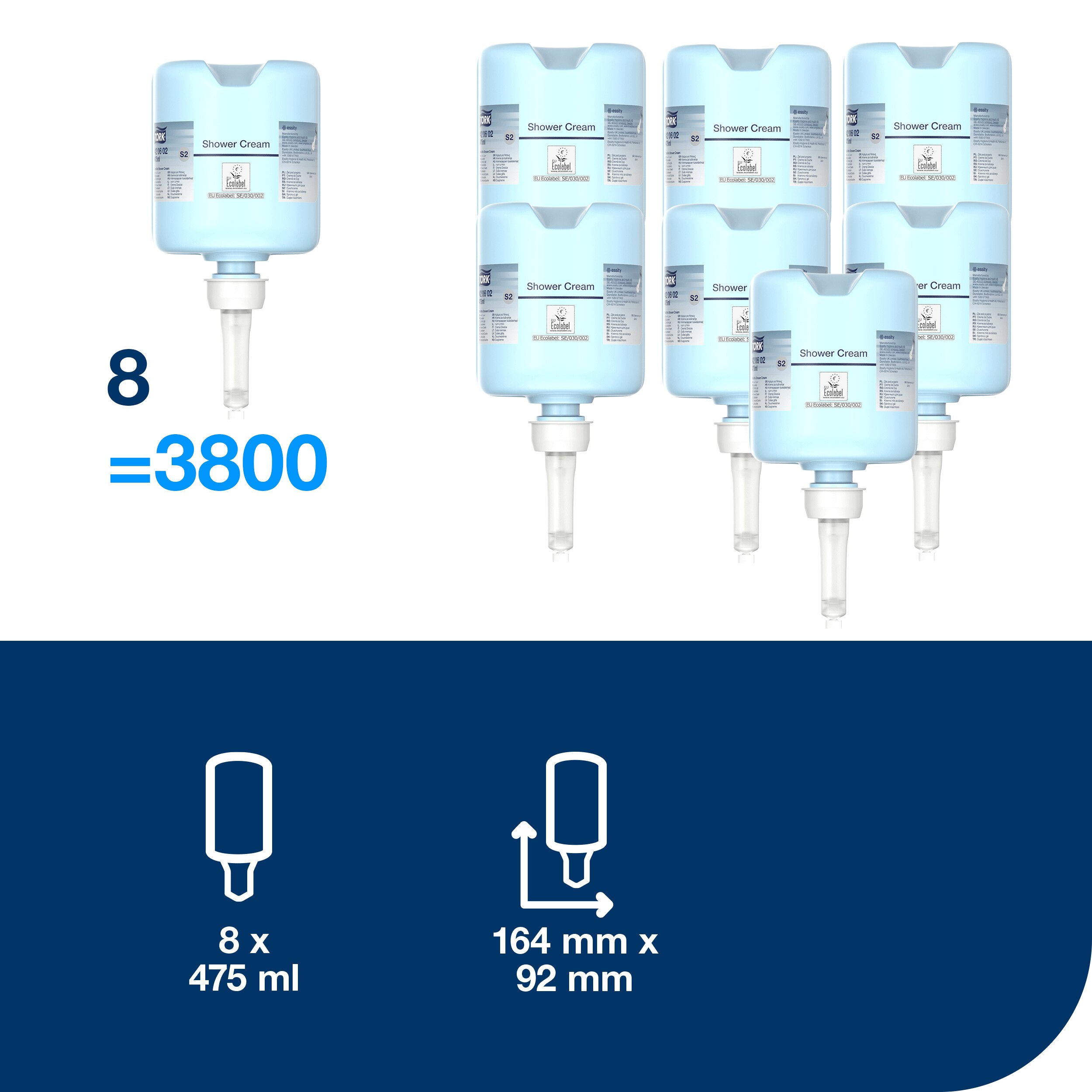 Shampo, Hår Krop, Refill, 475 ml, Tork Premium S2