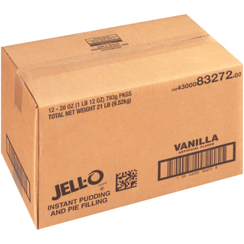  Jell-O Vanilla Instant Pudding & Pie Filling, 12 ct Casepack, 28 oz Pouches 