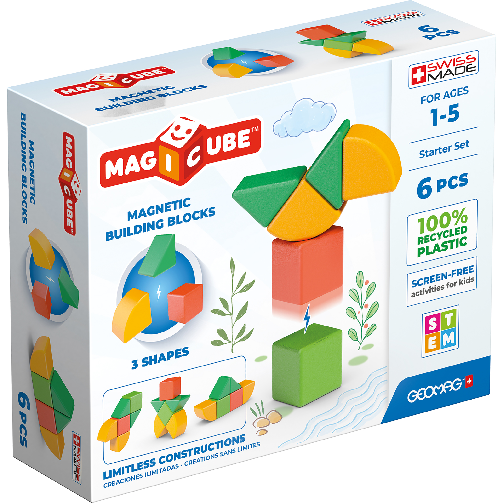 Geomag Magicubes Shapes Recycled, 6 Pieces