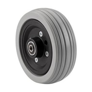 Caster Assembly with Light Grey Rubber Tires, 6 x 2 Inches