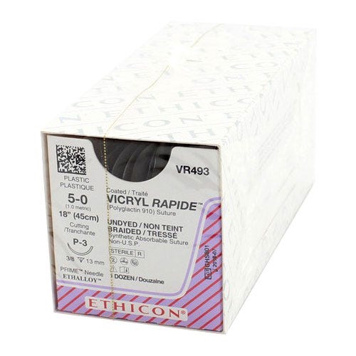 VICRYL RAPIDE™ Undyed Braided & Coated Sutures, 5-0, P-3, Precision Point-Reverse Cutting, 18" - 12/Box