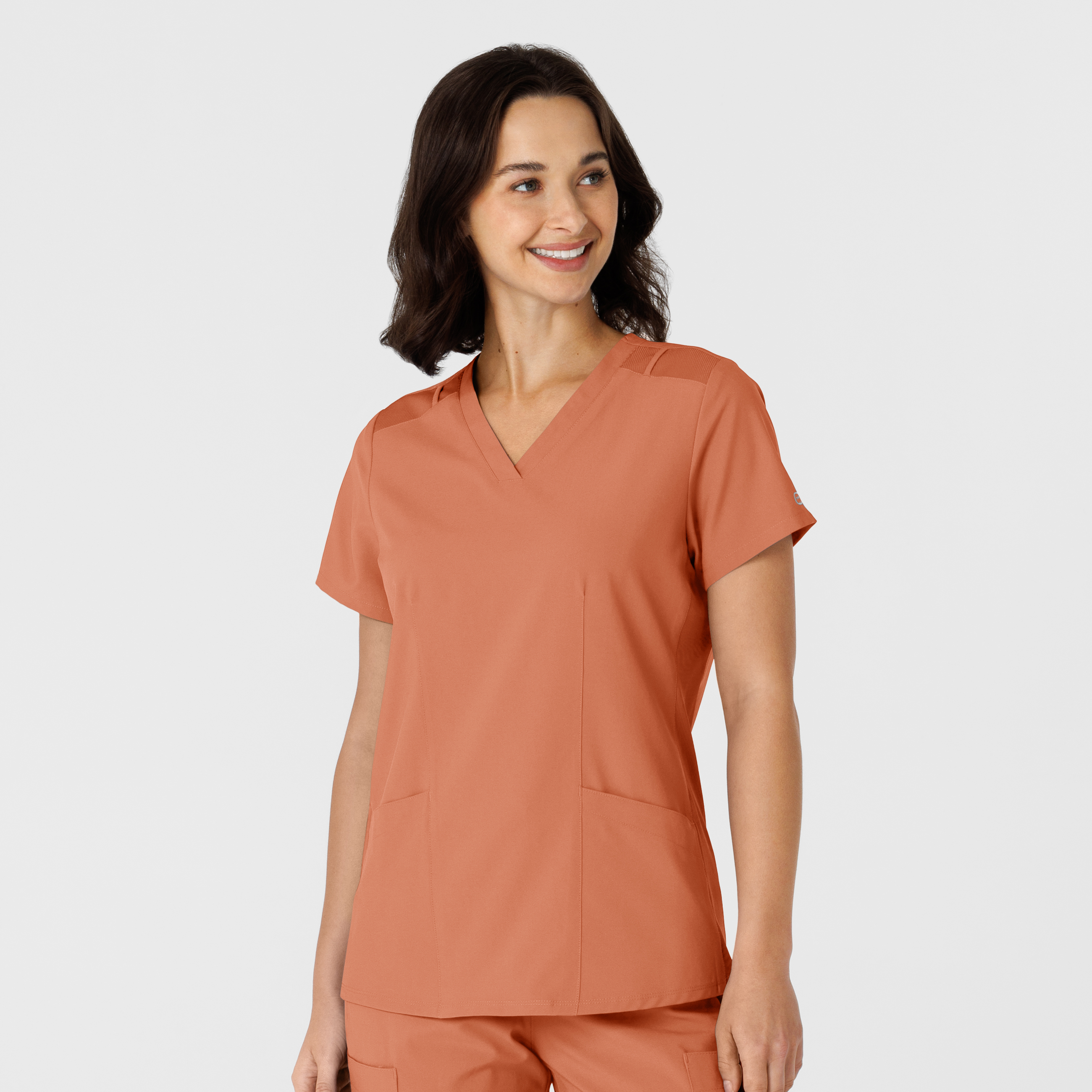W123 Women‘s Flex-n-Reach Side Panel V-Neck Scrub Top-Wonder Wink