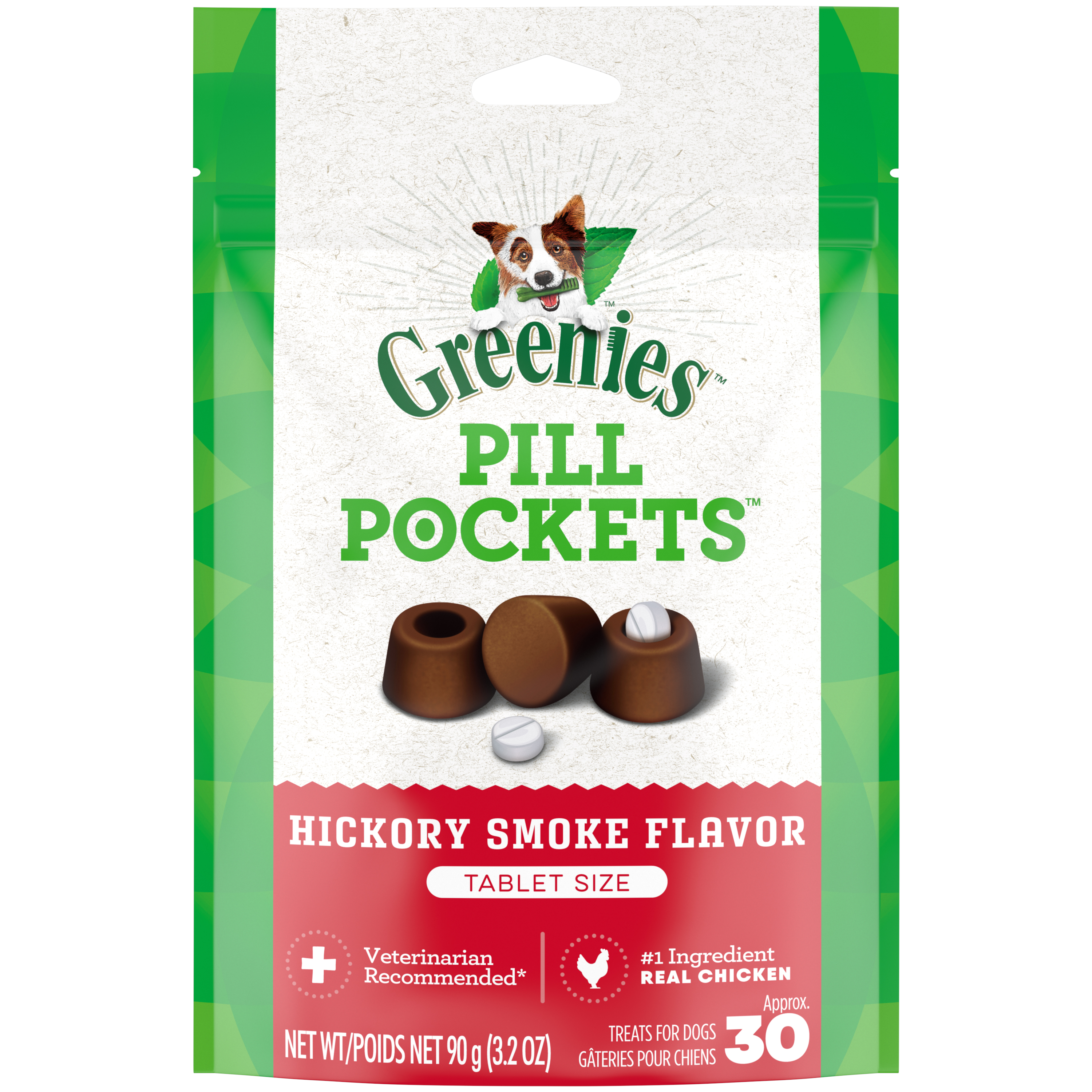 3.2 oz. Greenies Pill Pockets Dog Hickory Tablet (30 Count) - Treats