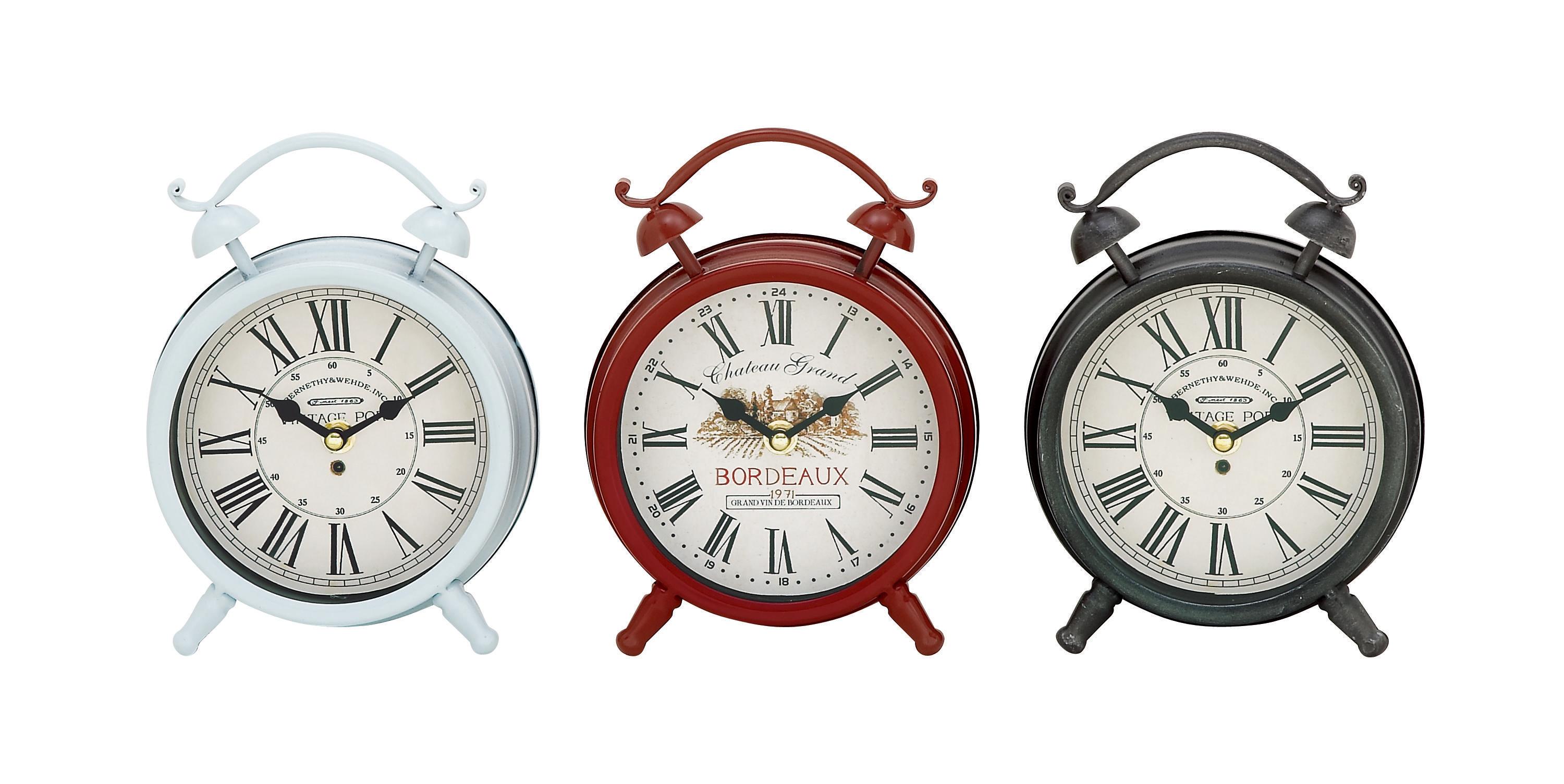 Multi Colored Metal  Decorative Clock, 3 Assorted 6\\\"W, 8\\\"H !!!3 SETS OF 3!!! 9 CLOCKS PER BOX TOTAL
