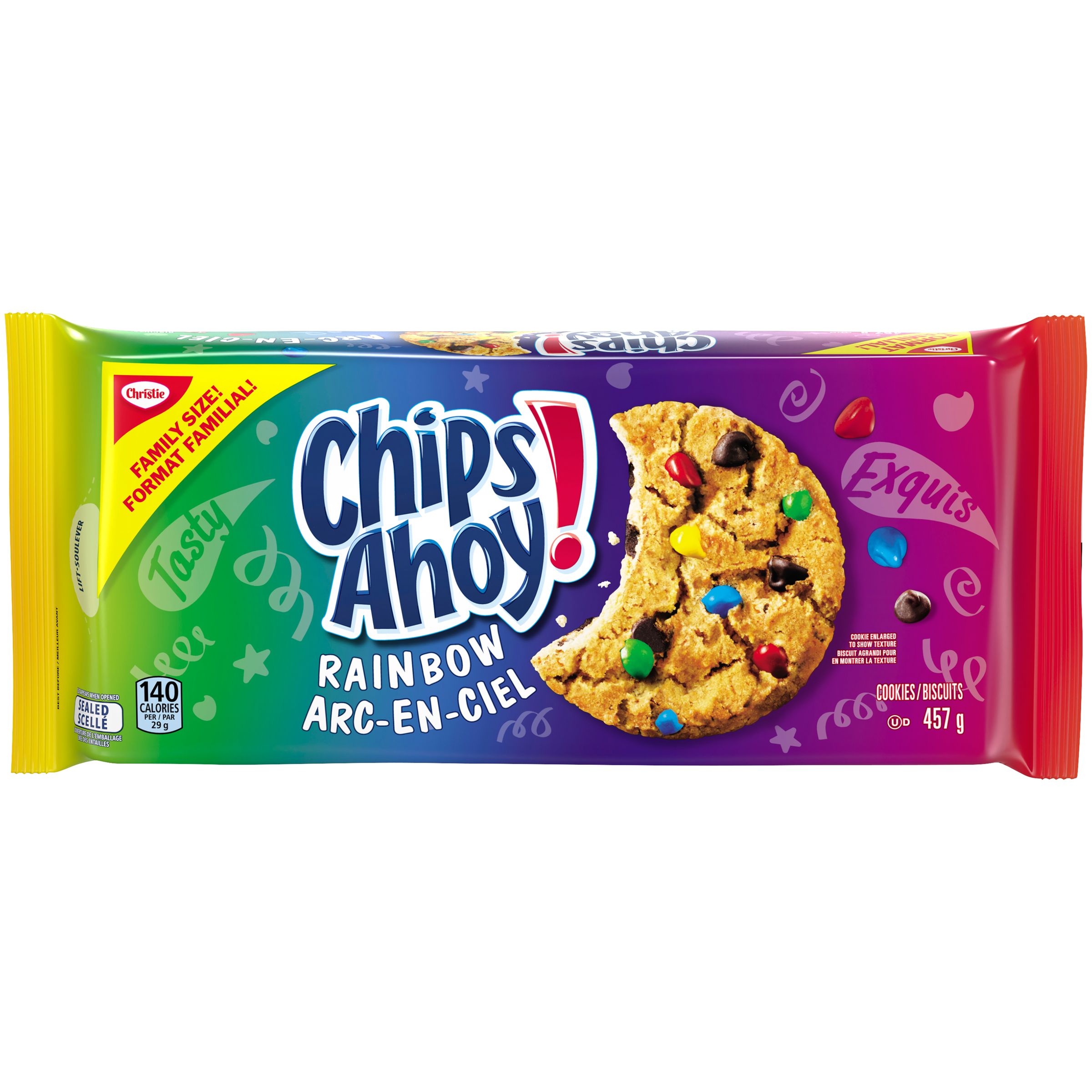 CHIPS AHOY! Rainbow Chocolate Chip Cookies, 1 Family Resealable Pack (457g)
