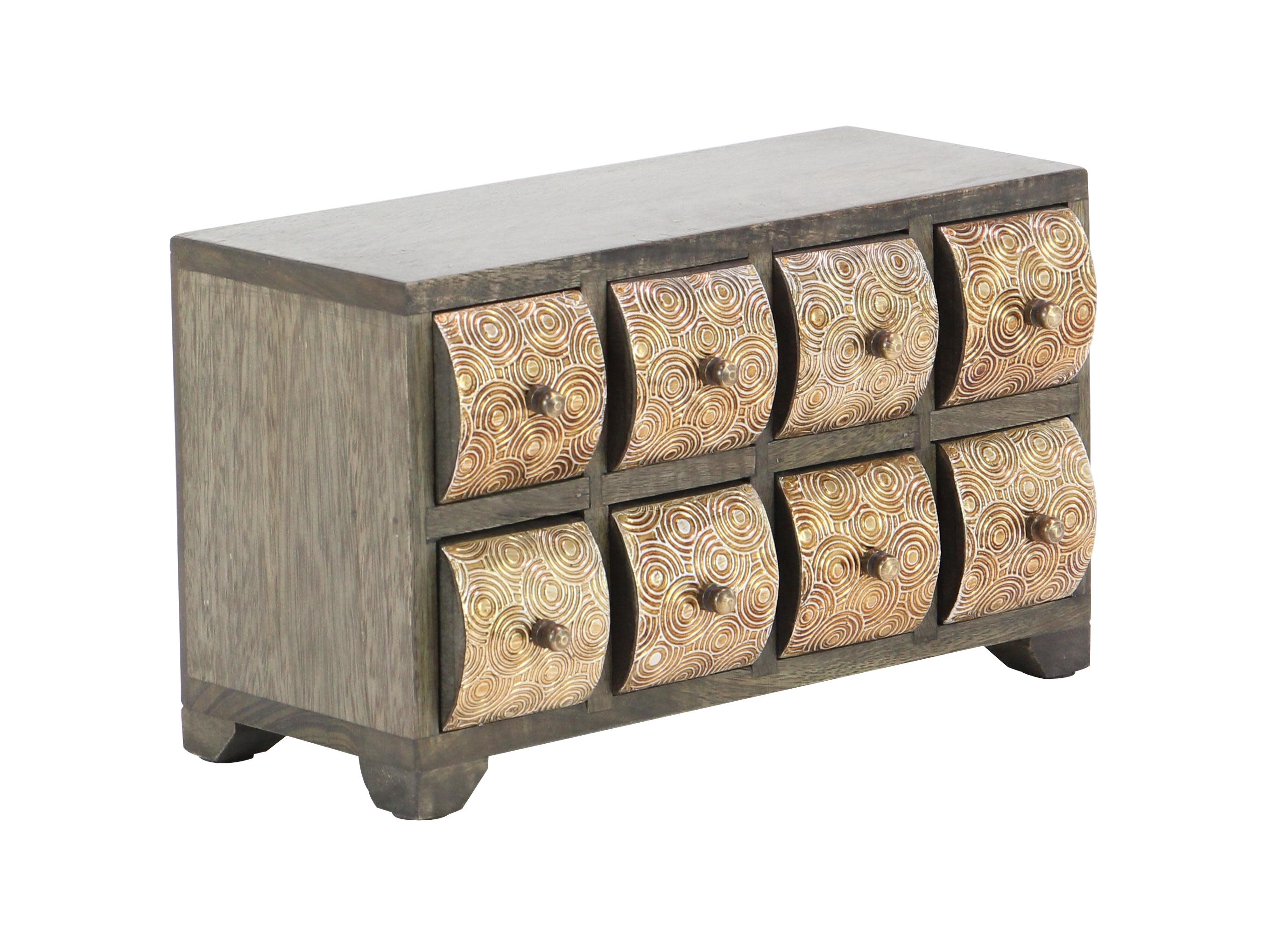 Dark Brown Mango Wood  Jewelry Box, 12" x 6" x 7"