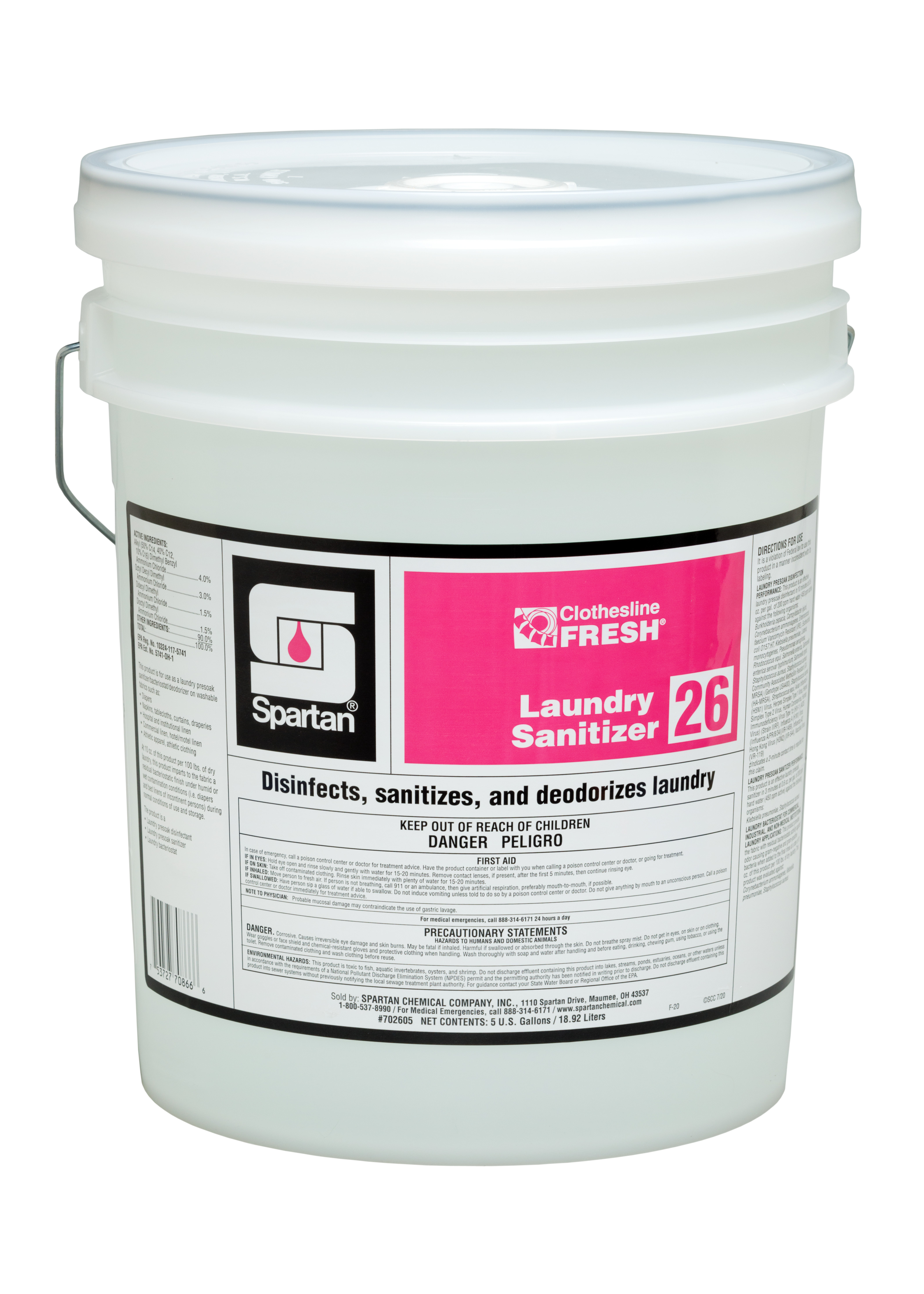 Spartan Chemical Company Clothesline Fresh Laundry Sanitizer 26, 5 gallon pail