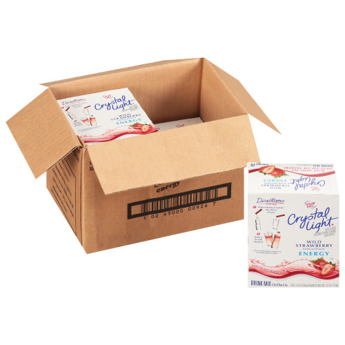  CRYSTAL LIGHT Sugar Free Energy Wild Strawberry On-the-Go Powdered Mix, 30-0.13 oz Packets per Box (Pack of 4 Boxes) 