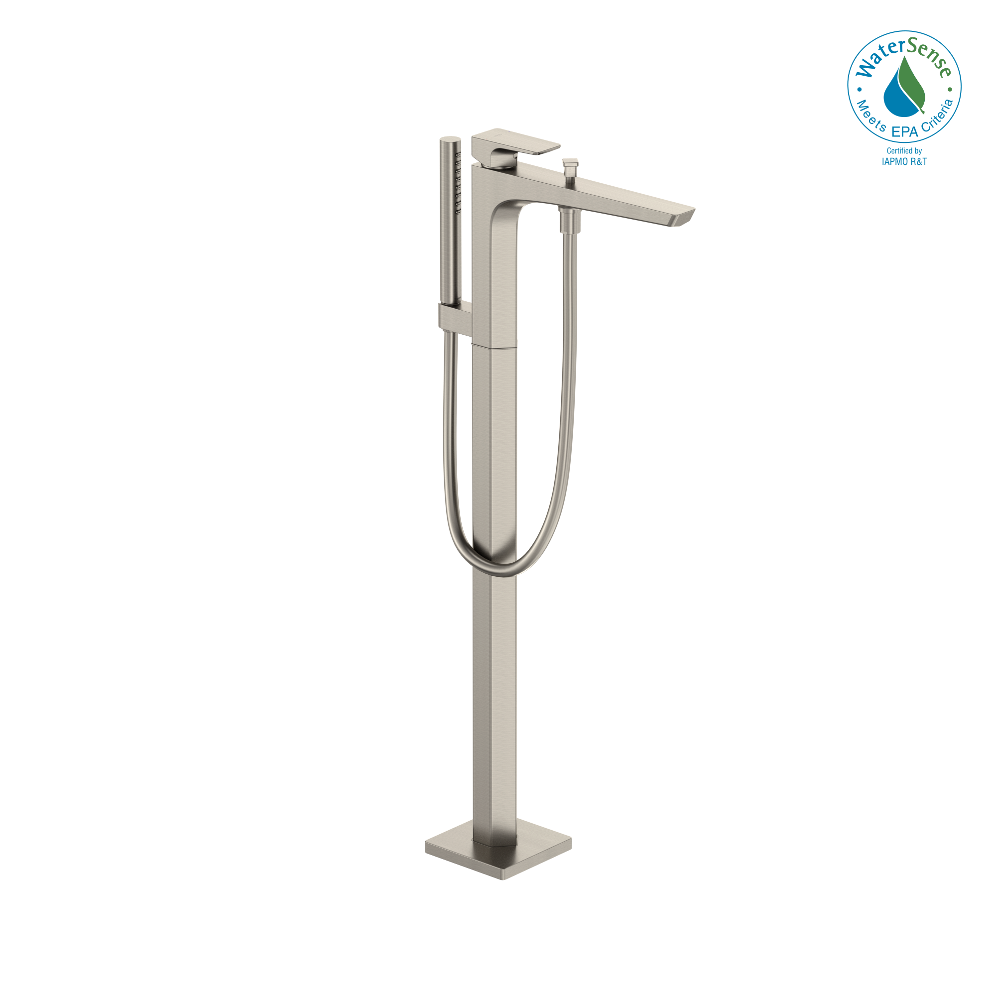 TOTO GE Single-Handle Free Standing Tub Filler with Handshower, Brushed Nickel, Brass, TBG07306U#BN