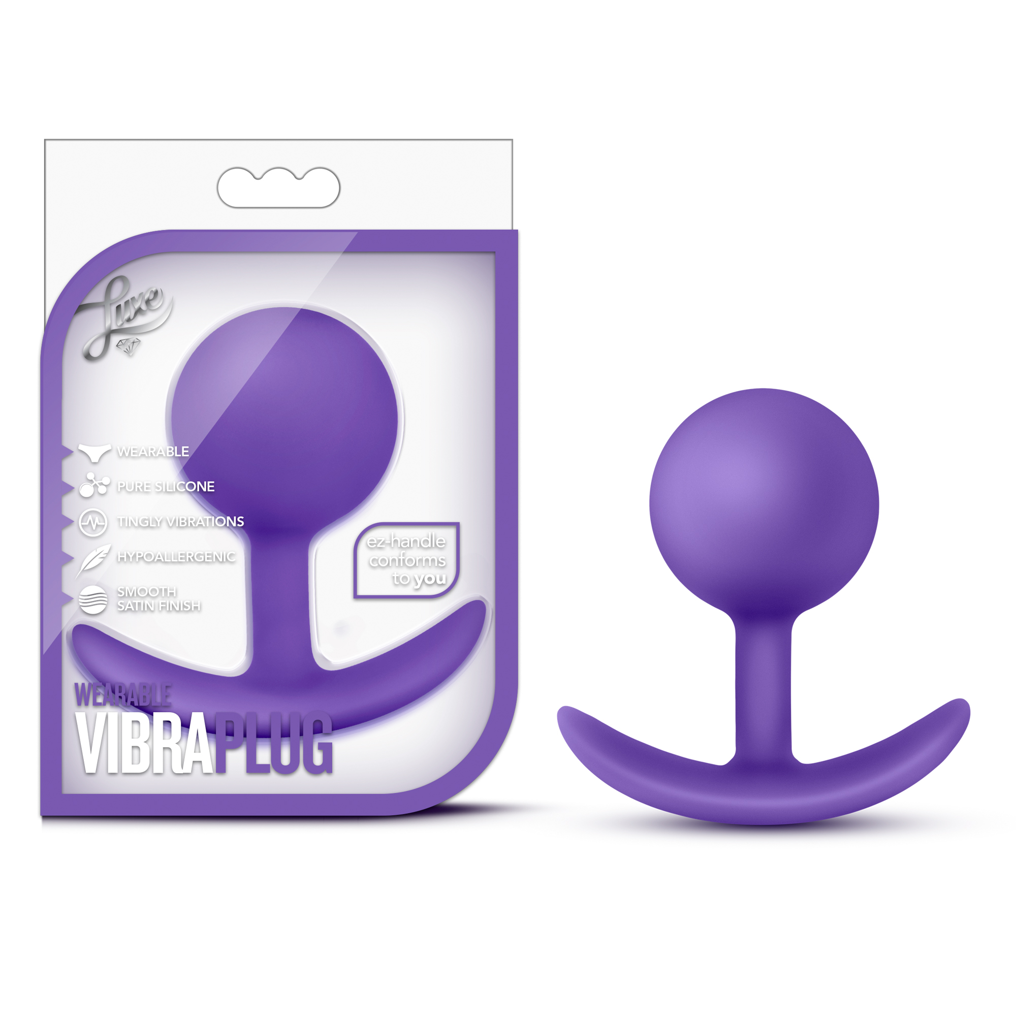 Blush Luxe Wearable Vibra Purple 3.5-Inch Anal Plug