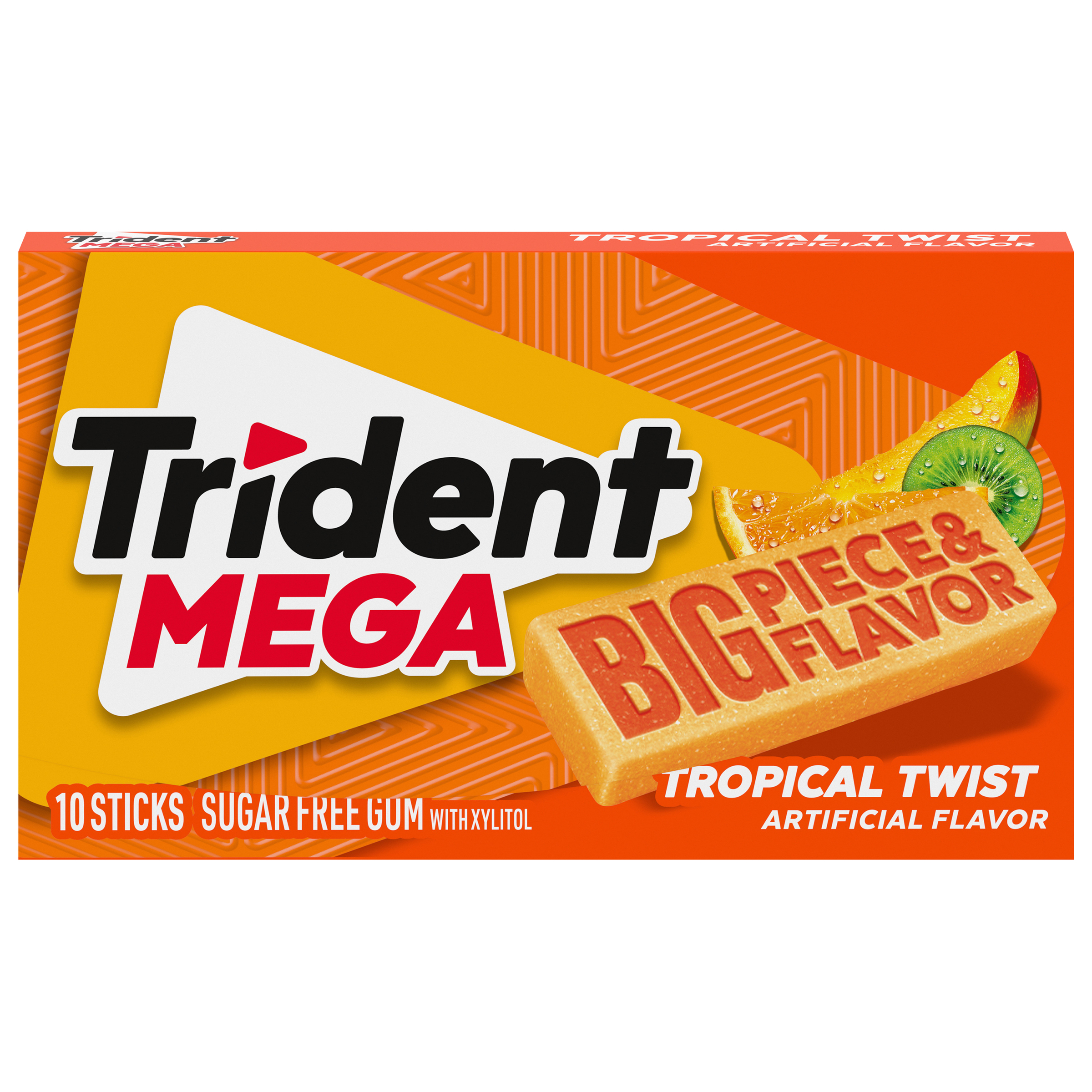 Trident Mega Tropical Twist Sugar Free Gum, 10 Pieces-thumbnail-0