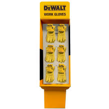 DEWALT FS6-DPG32 Premium Leather Drivers 6 Peg Free Standing Corrugated Display, 36 Pairs