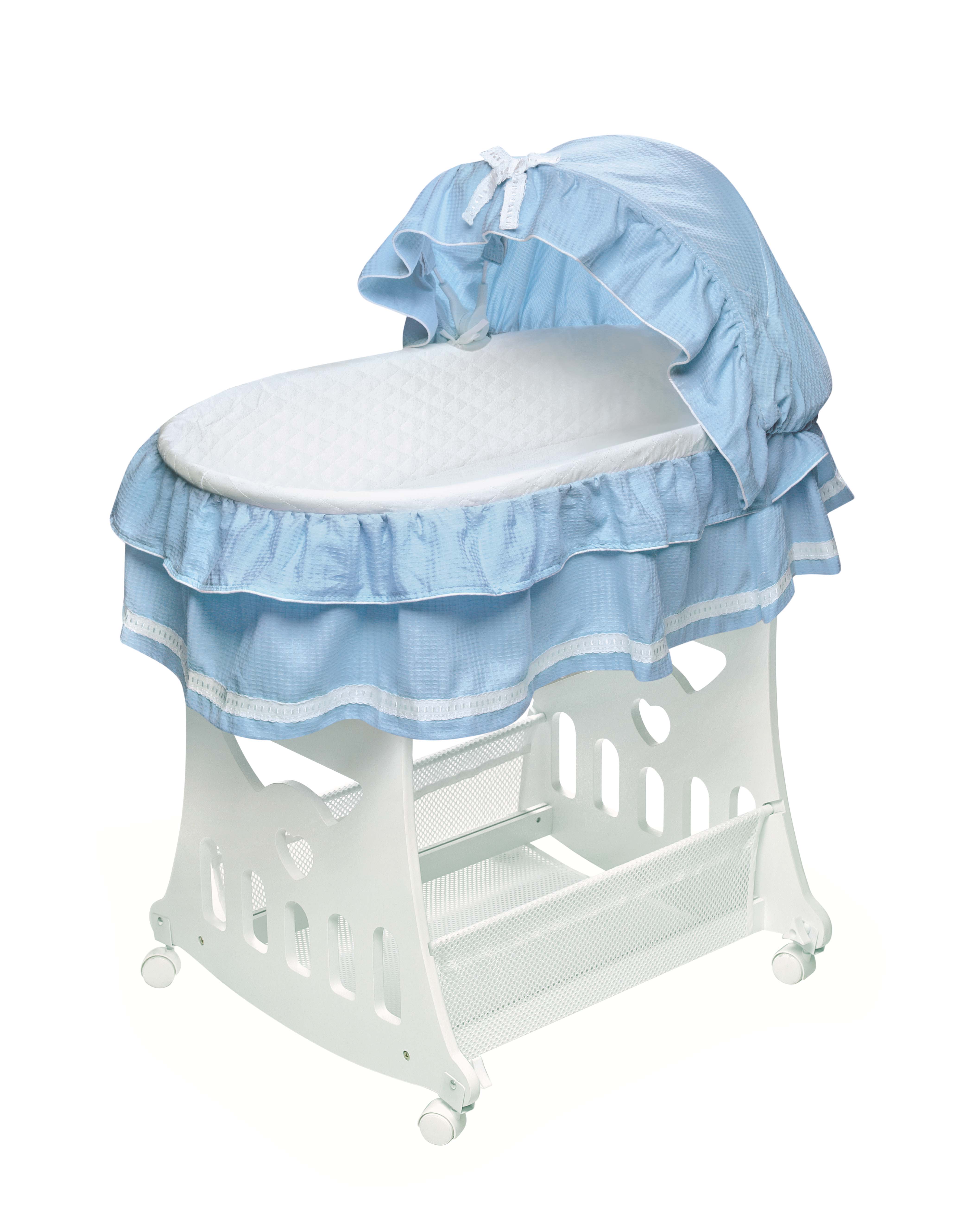 Portable Bassinet n Cradle with Toybox Base and Half Skirt - Blue
