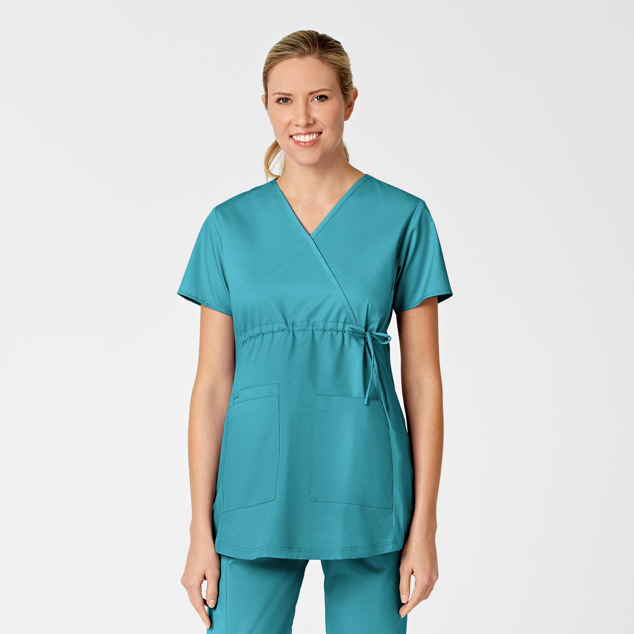 WonderWORK Maternity Mock Wrap Scrub Top-Wonder Wink