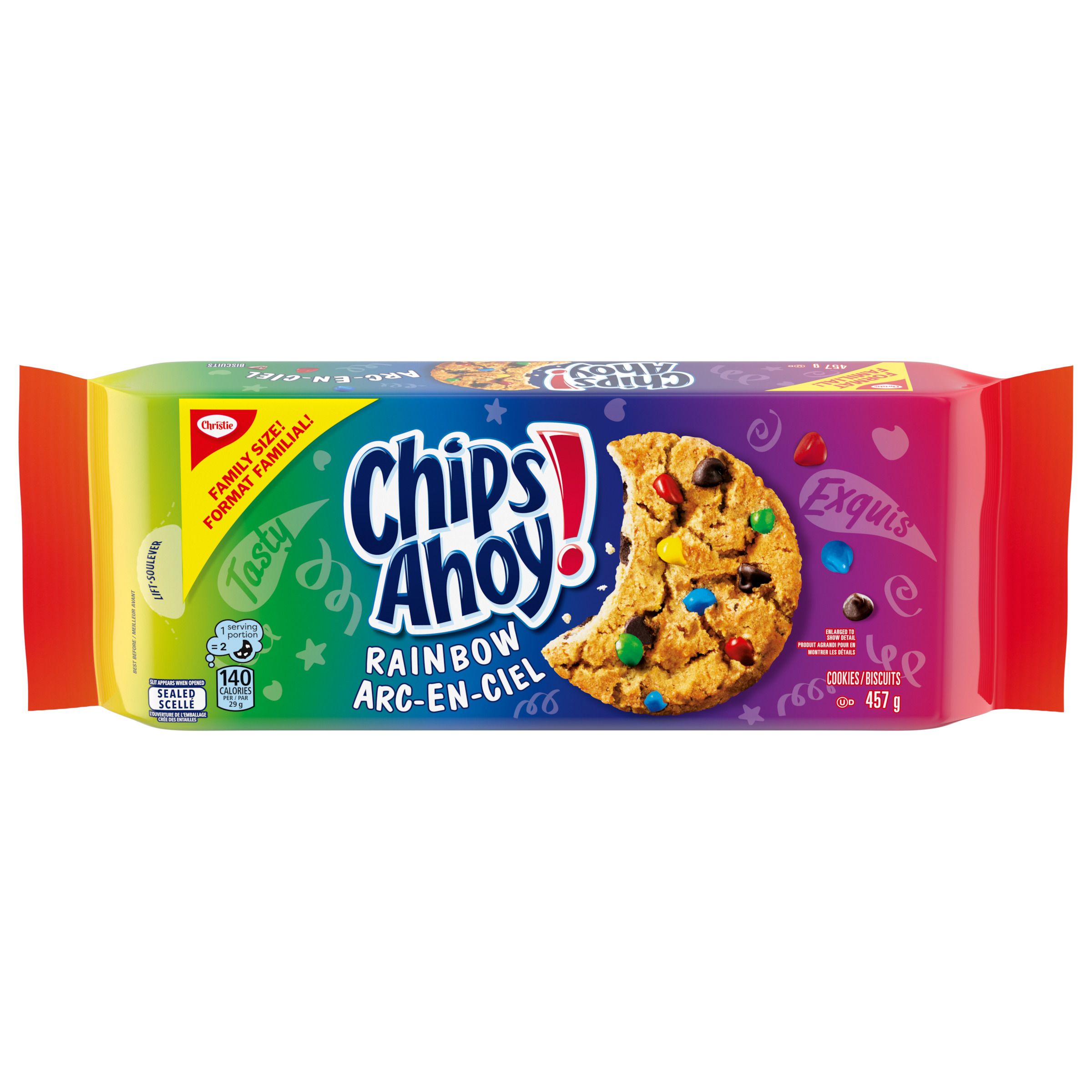 CHIPS AHOY! Rainbow Chocolate Chip Cookies, 1 Family Resealable Pack (457g)-0