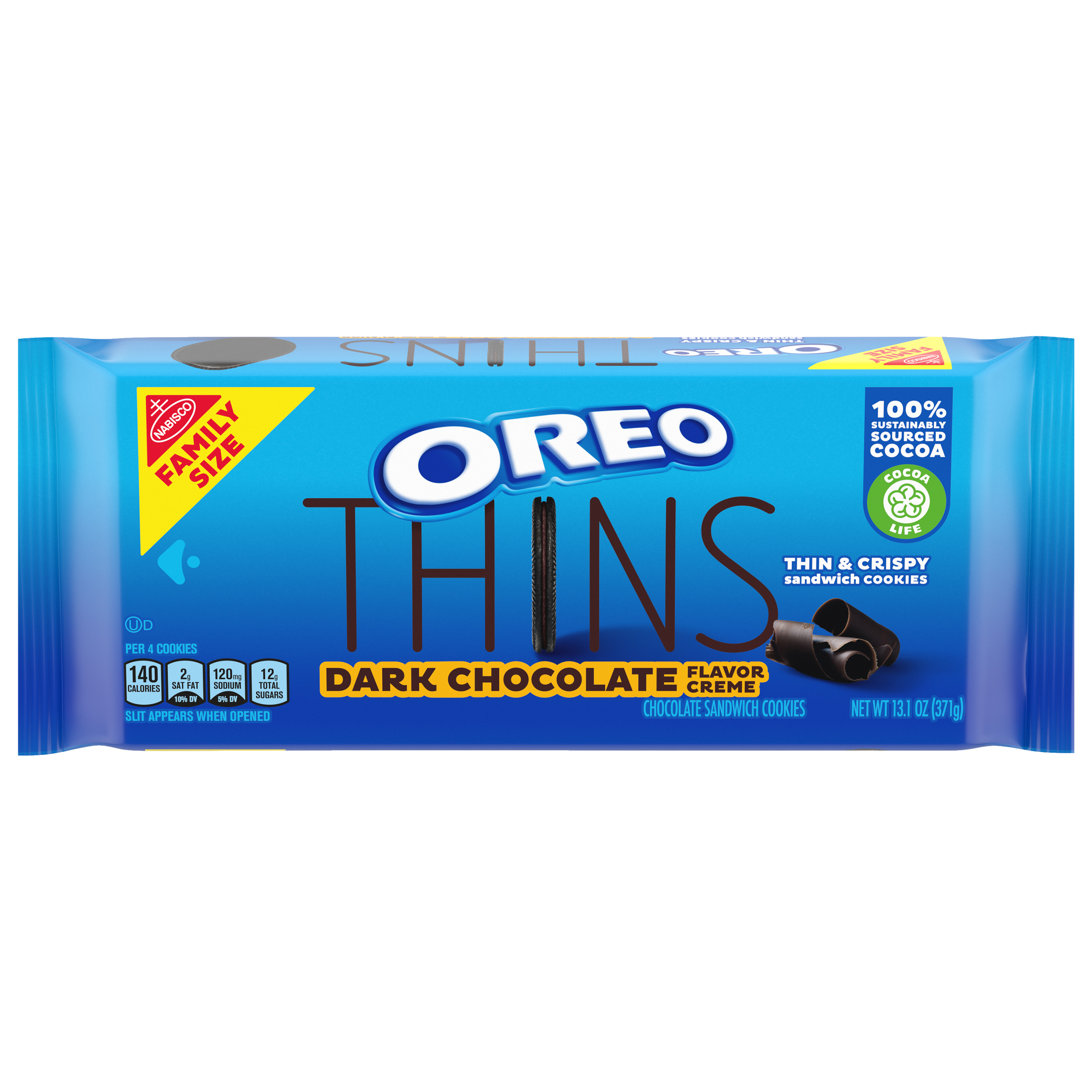 OREO Thins Dark Chocolate Creme Sandwich Cookies, Family Size, 13.1 oz-thumbnail-0