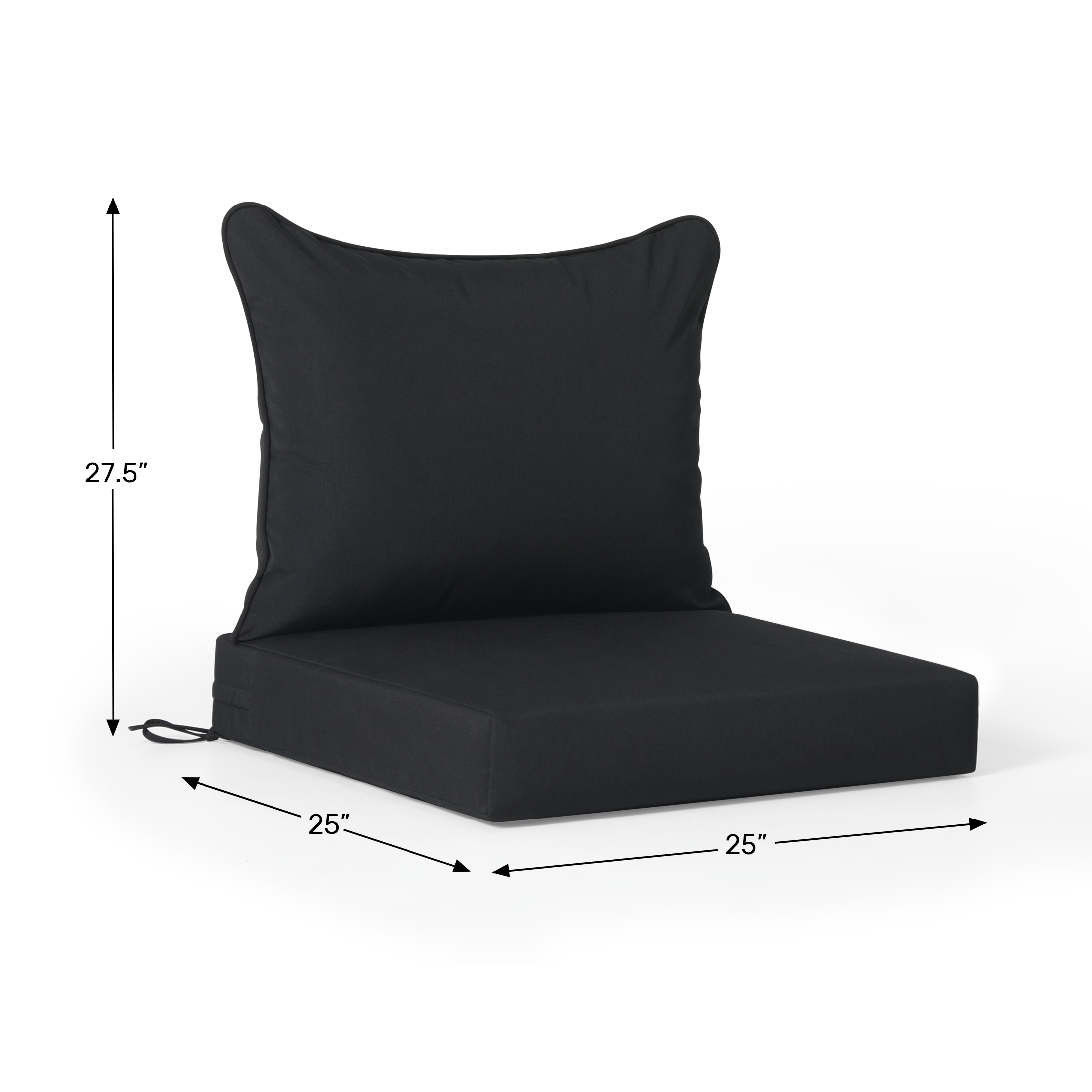 Water Repellent Outdoor 2-Piece Deep Set Patio Seat Back Chair Cushions, 25