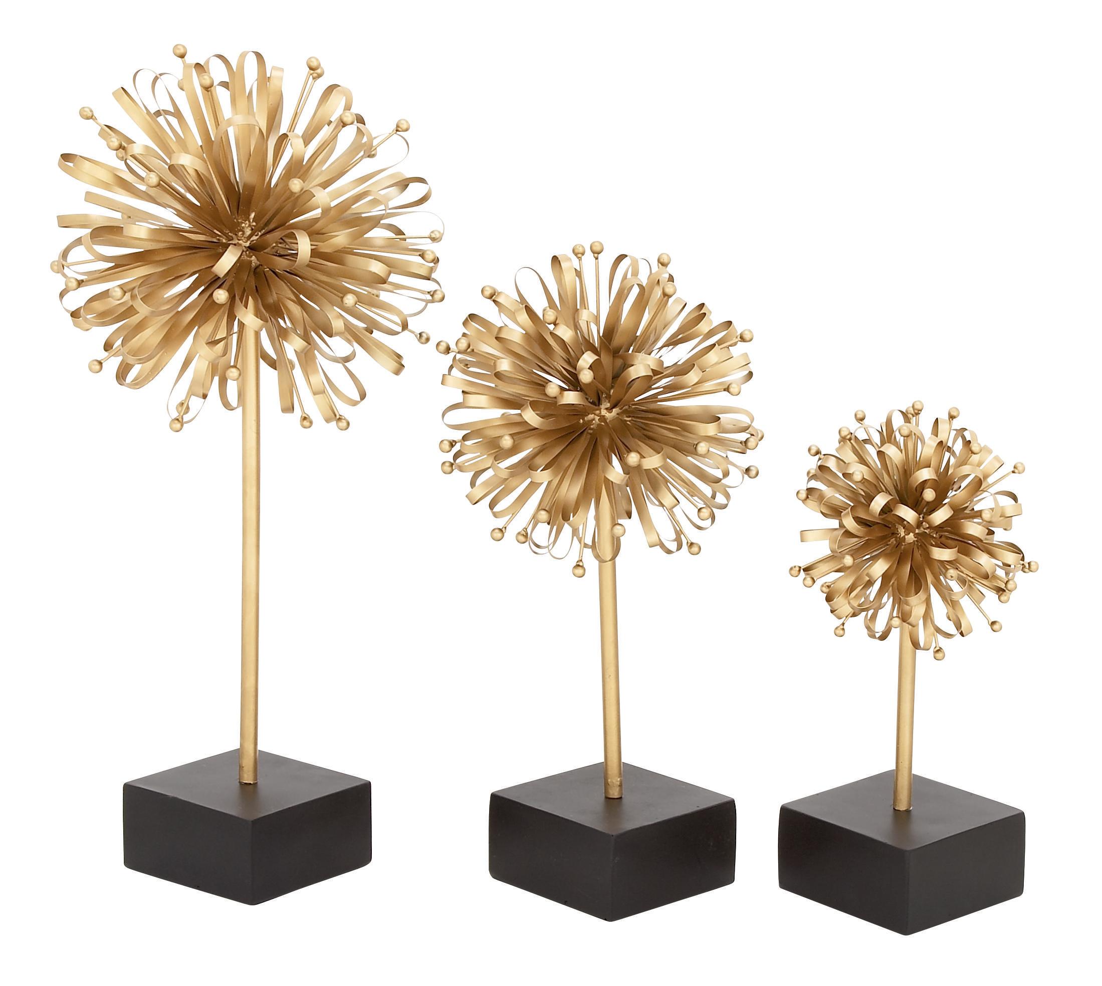 Gold Metal  Sculpture, Set of 3 15", 19", 24"H