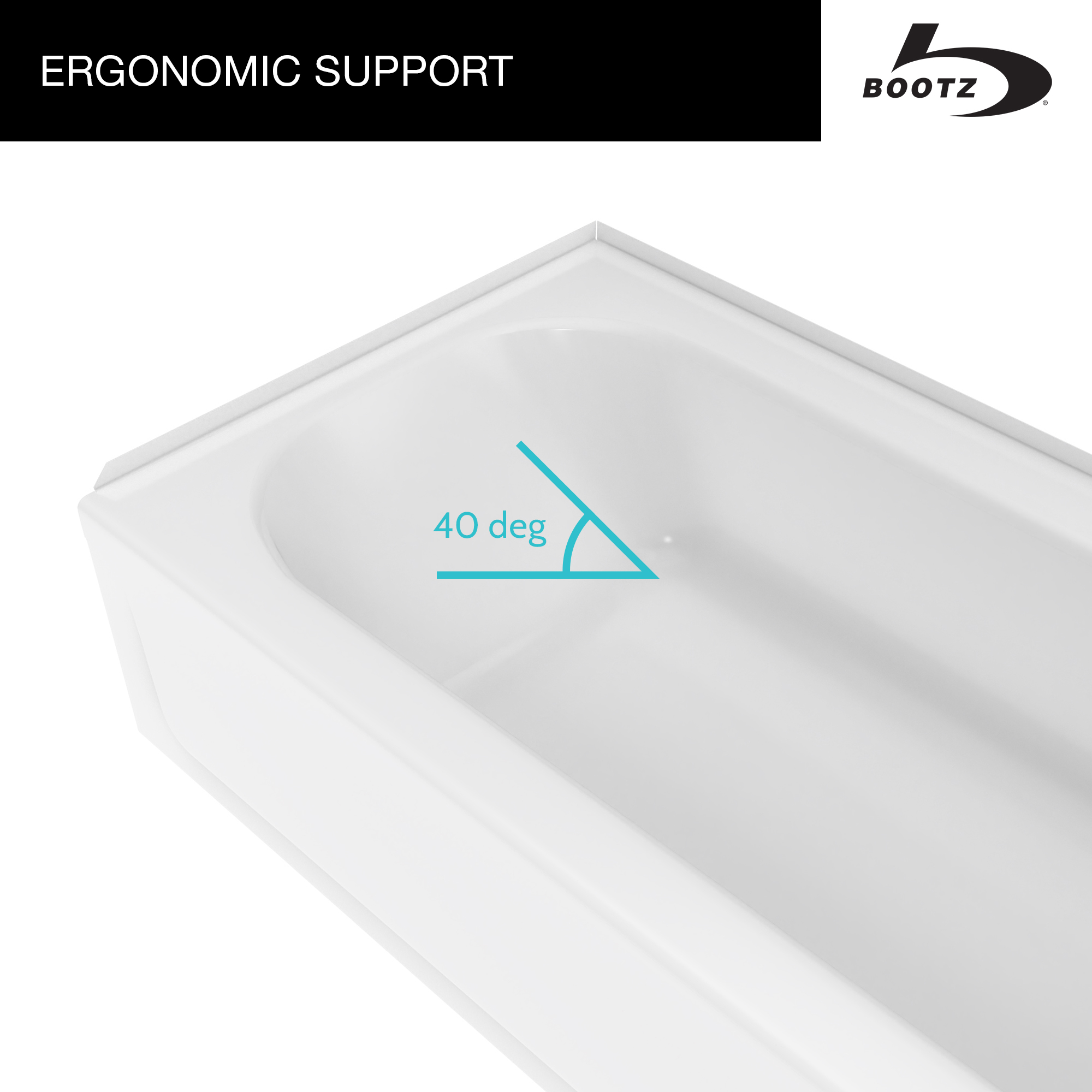 40° lumbar support for a relaxing bathing experience