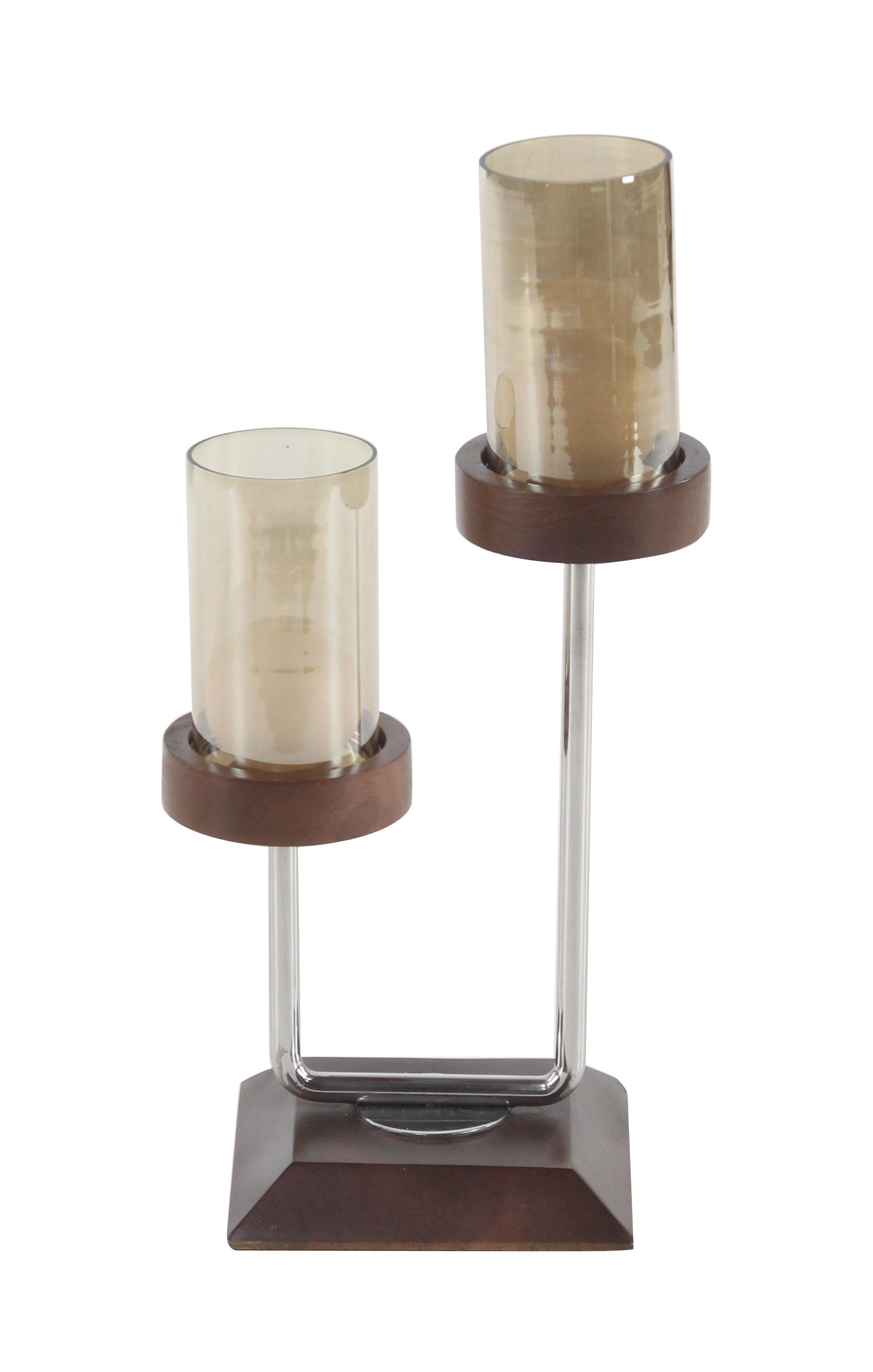 Brown Mango Wood  Candelabra, 9" x 6" x 17"