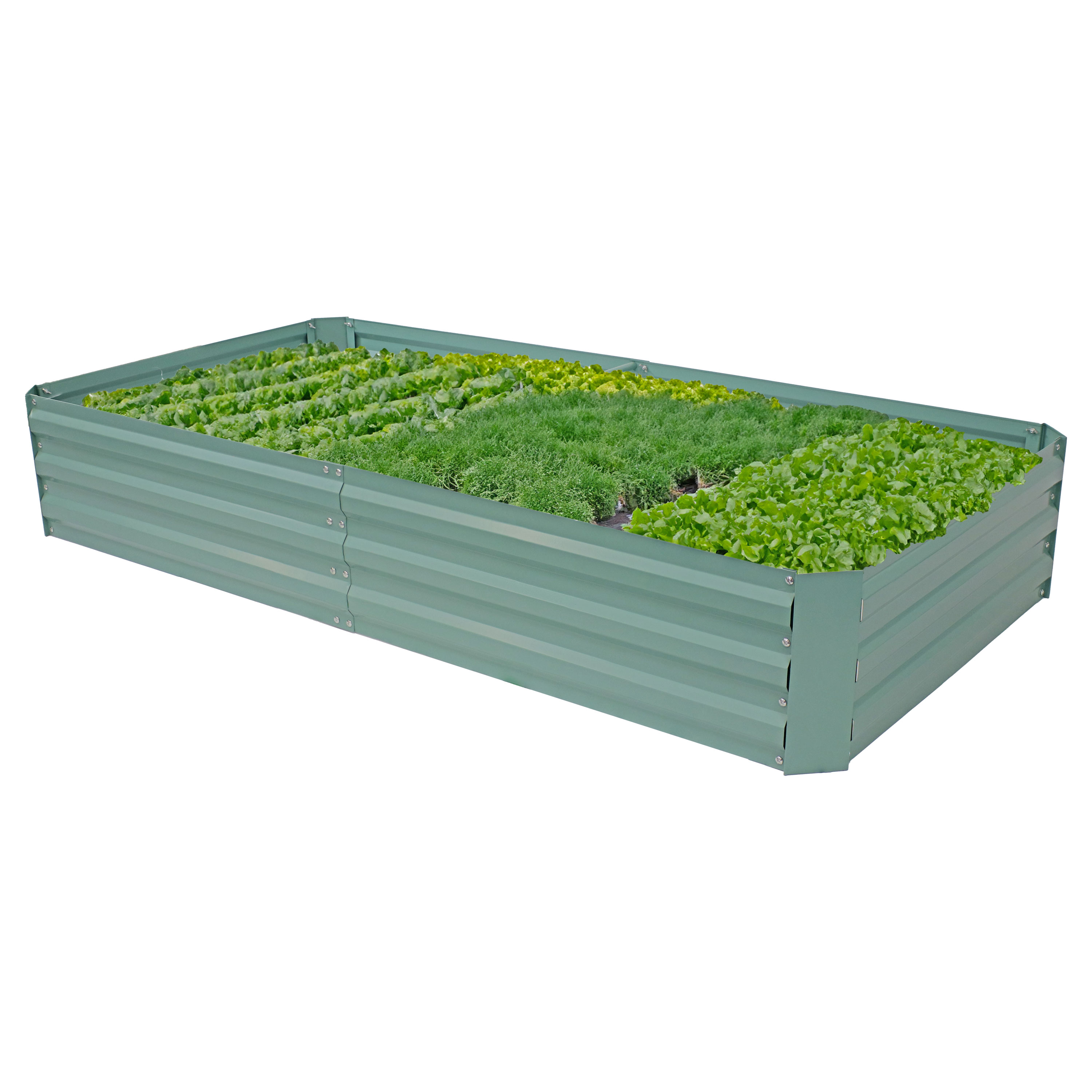 4x8 ft (1.2x2.4 m) Galvanized Steel Rectangle Raised Garden Bed - Green