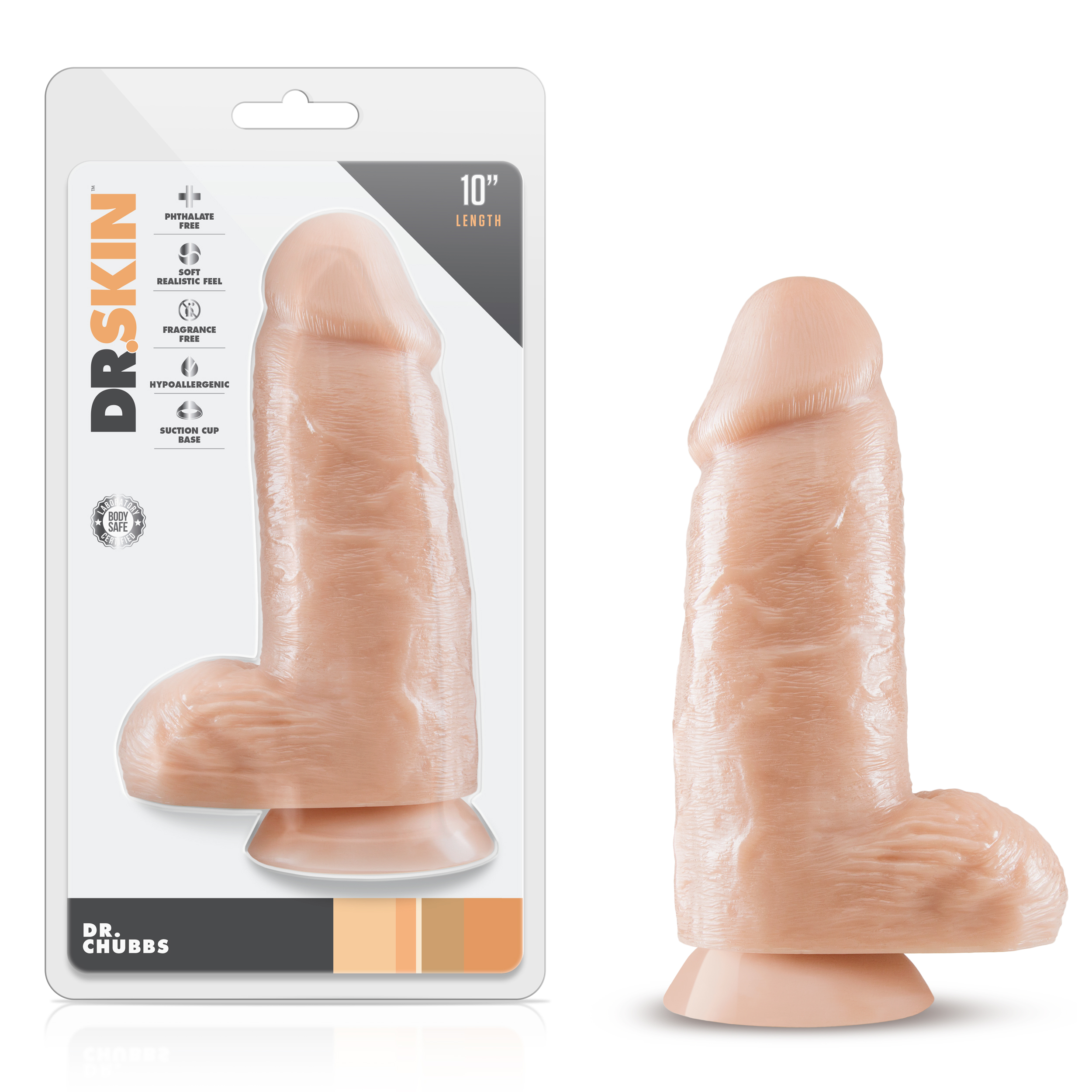 Blush Dr. Skin Dr. Chubbs Realistic Vanilla 9.75-Inch Long Dildo With Balls & Suction Cup Base