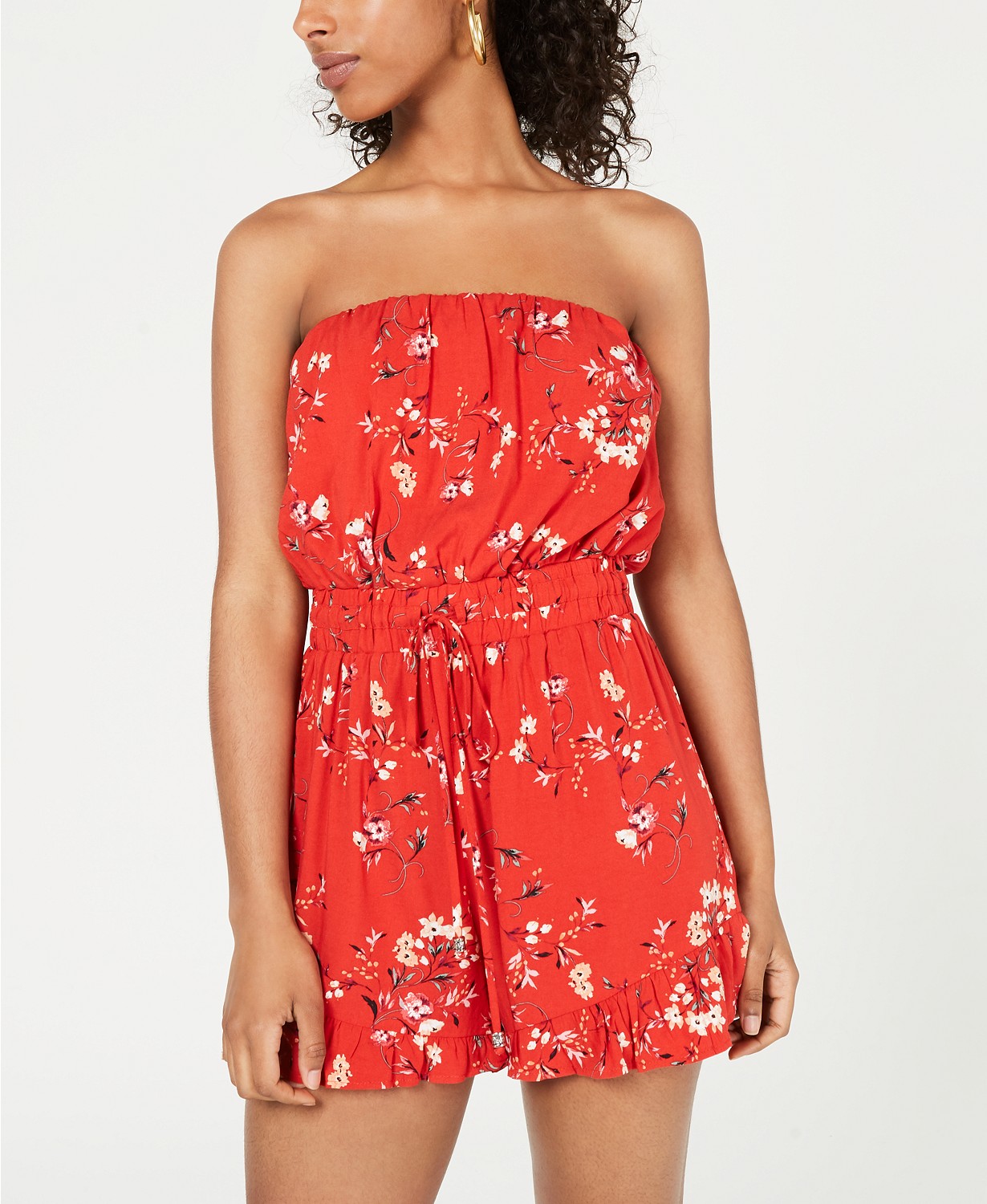 silk strapless romper