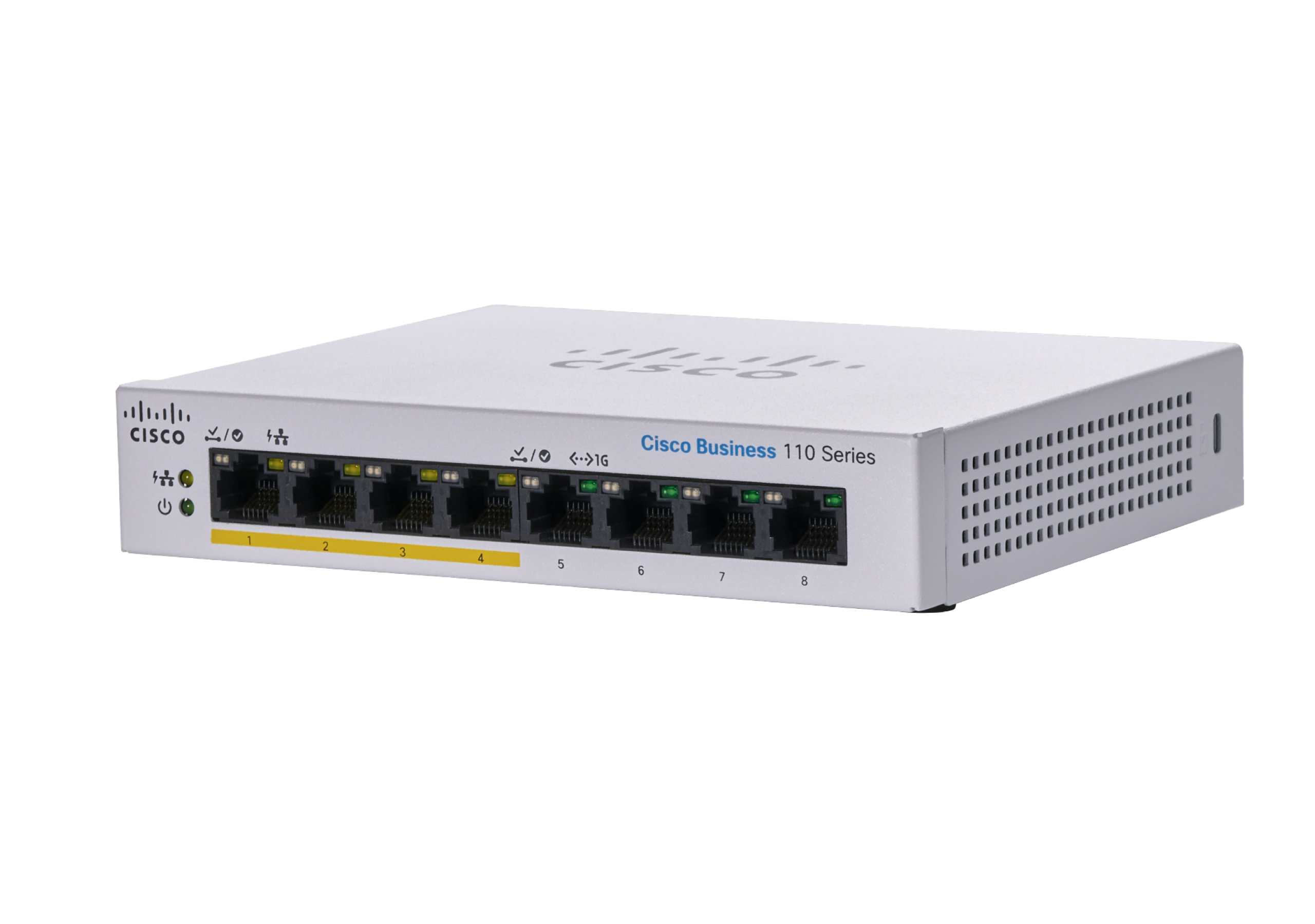 Picture of Cisco Business CBS110-8PP-D 8 Ports Ethernet Switch - 2 Layer Supported - 32 W PoE Budget - Twisted Pair - PoE Ports - Desktop, Wall Mountable, Rack-mountable